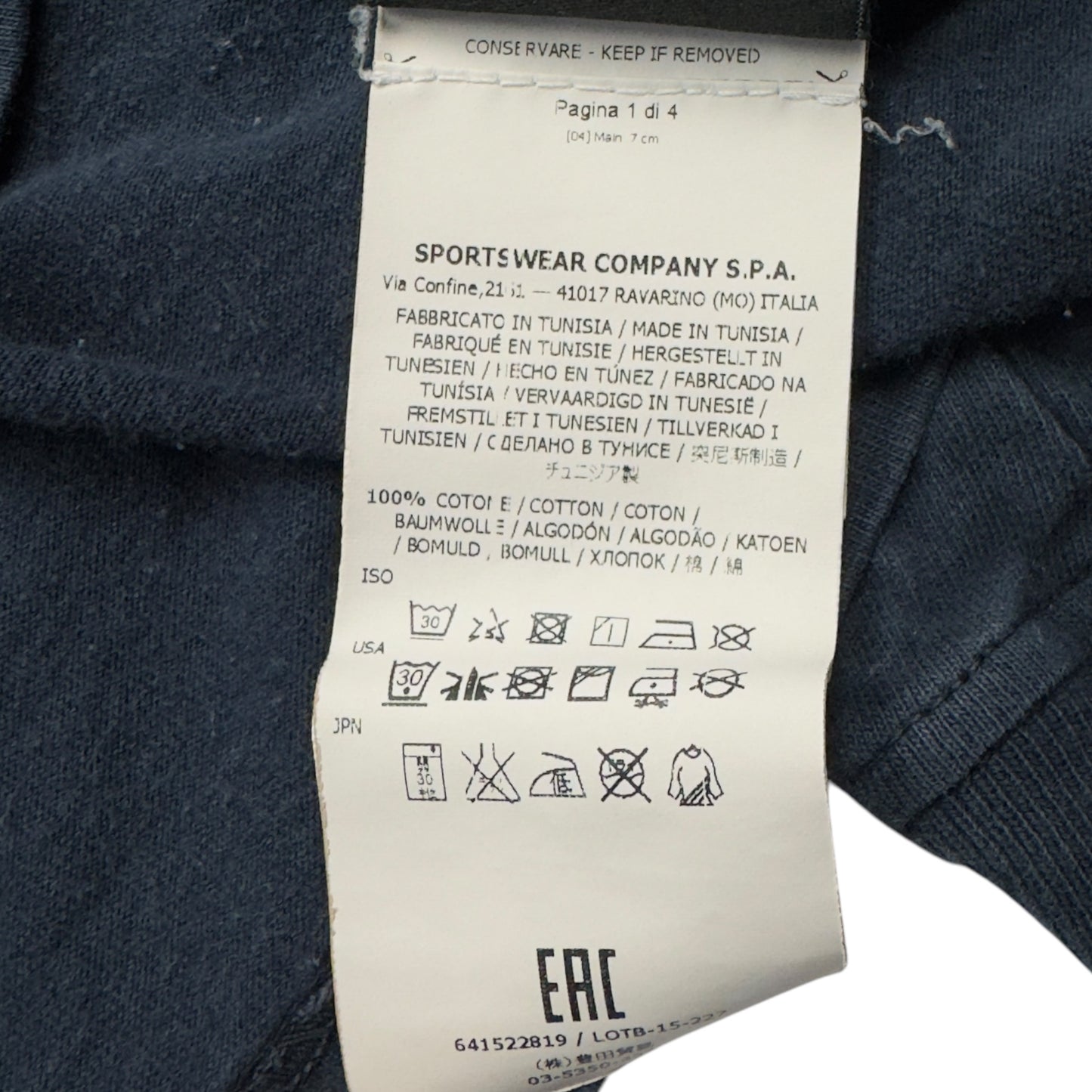 S/S 16 Stone Island Long Sleeve Top - Navy