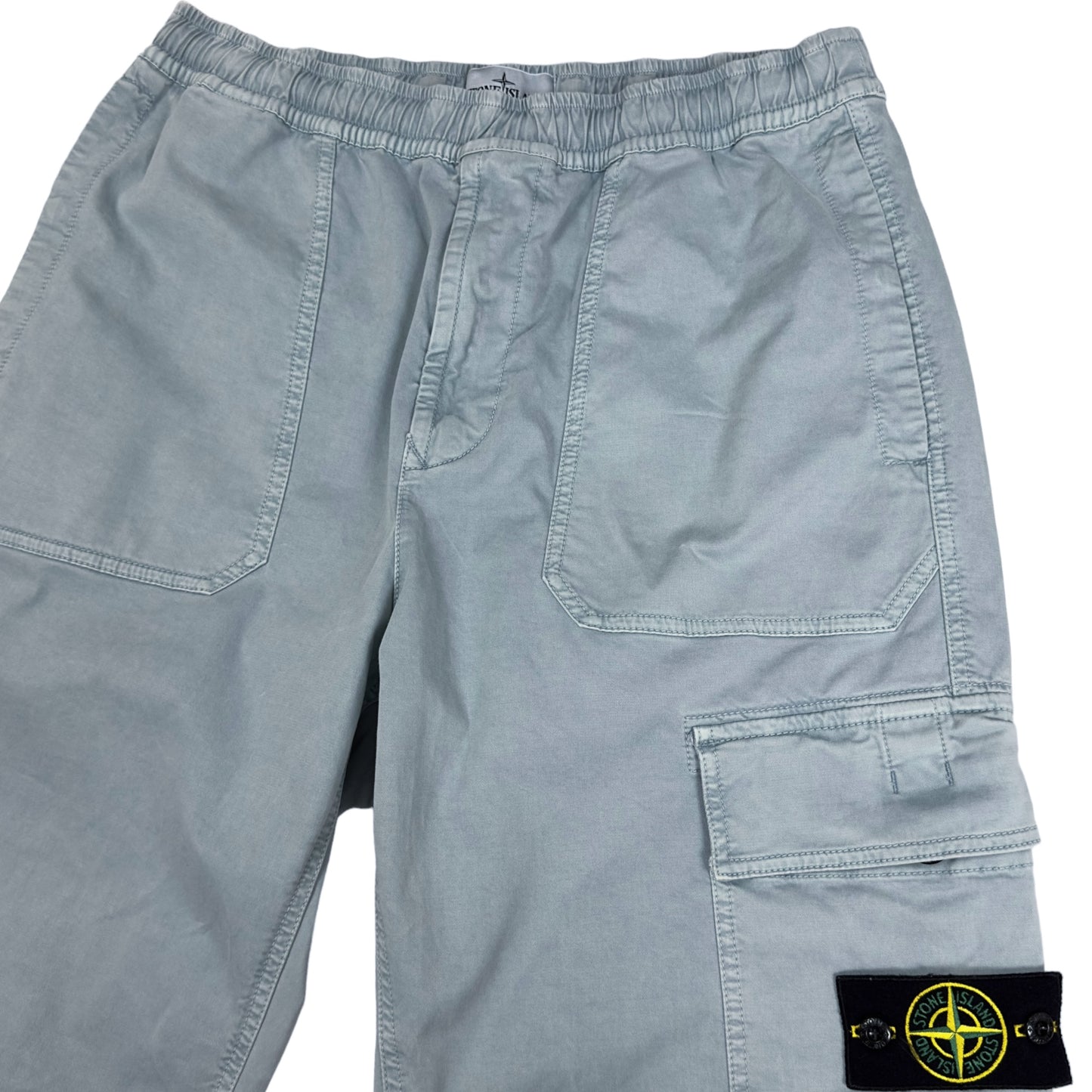 S/S 23 Stone Island "Old Treatment" Loose Fit Cargo Trousers - Light Blue