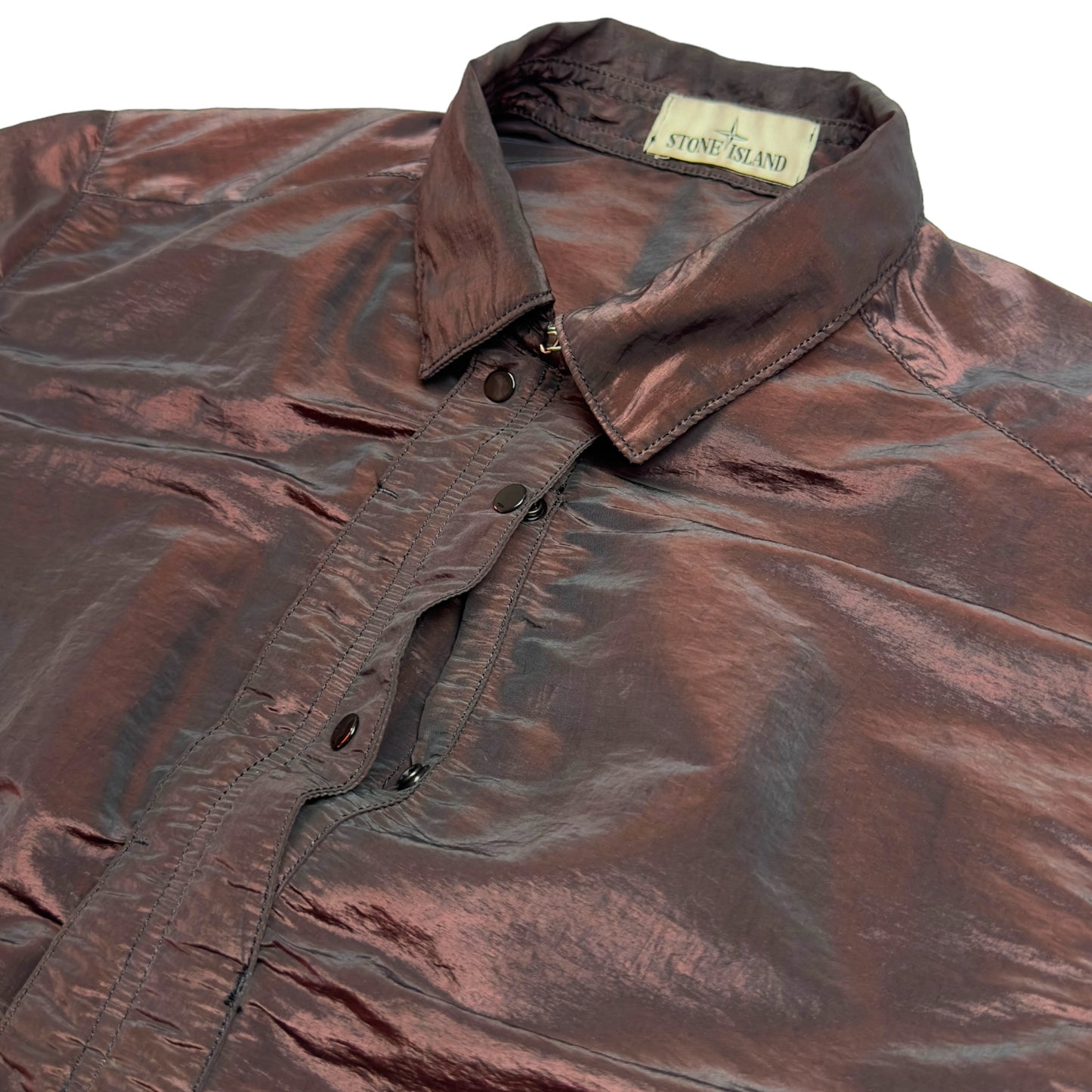 S/S 16 Stone Island Weft Nylon Metal Overshirt - Dark Red