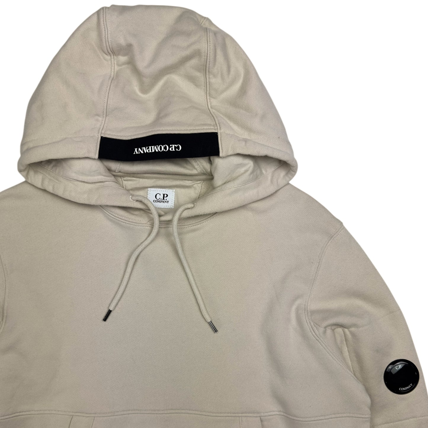C.P. Company Diagonal Fleece Lens Hoodie - Cream