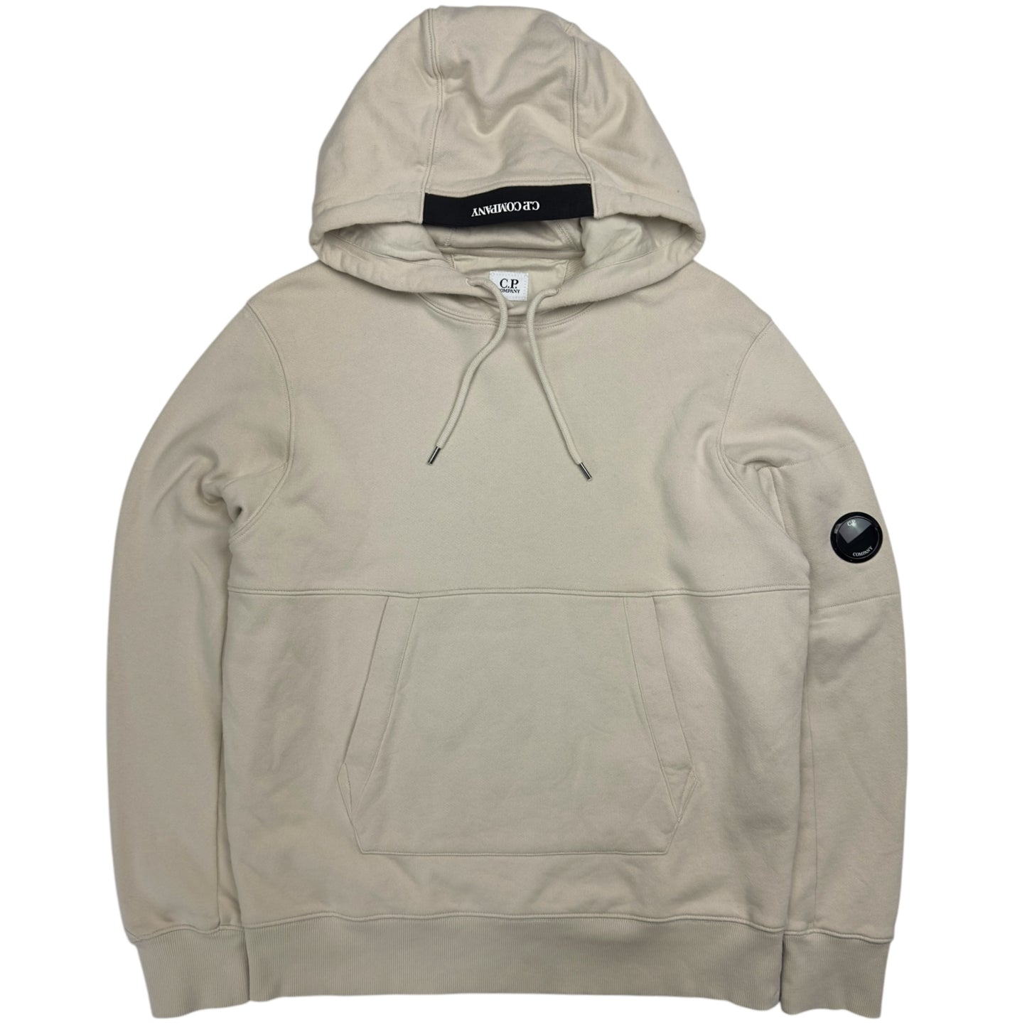 C.P. Company Diagonal Fleece Lens Hoodie - Cream