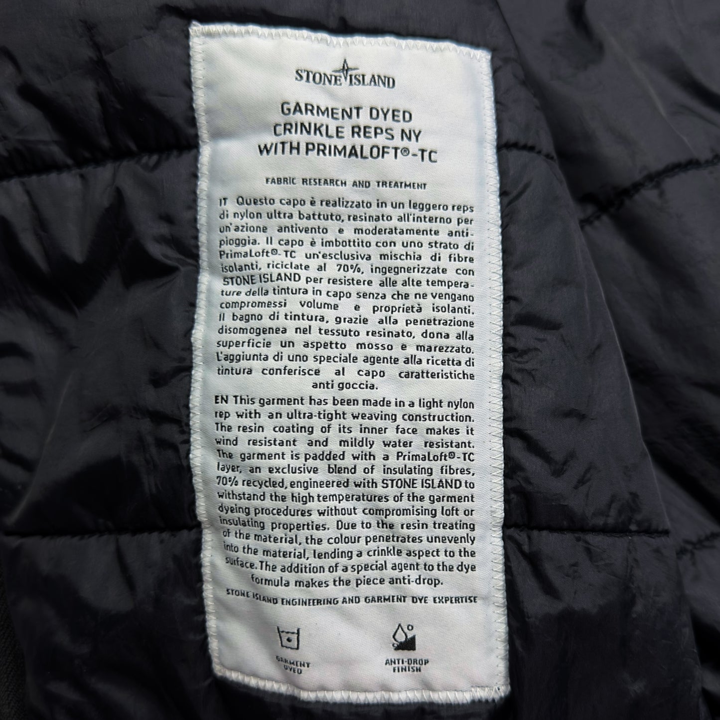 A/W 20 Stone Island Crinkle Reps R-NY with Primaloft Jacket - Navy