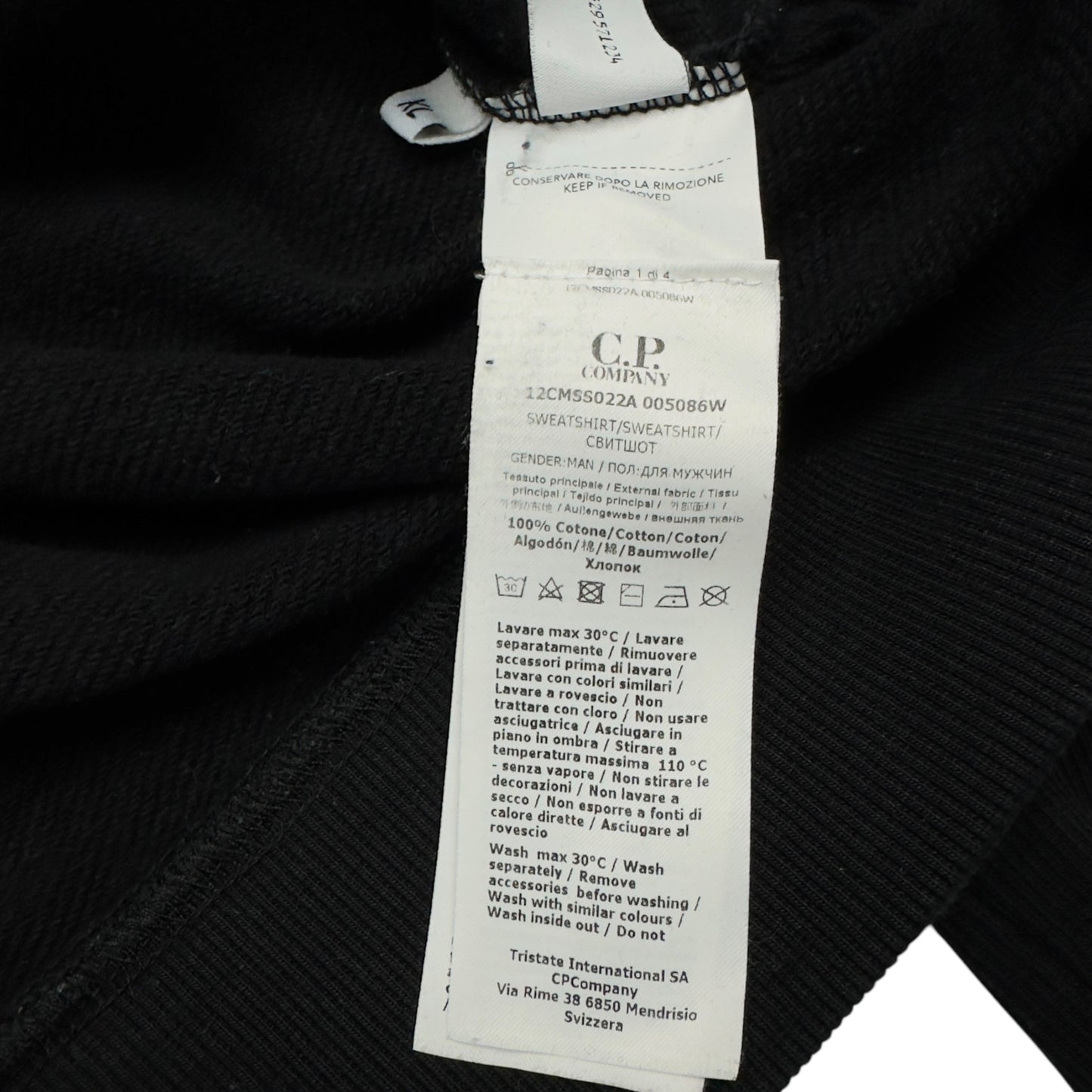 C.P. Company Diagonal Raised Fleece Crewneck Sweater - Black