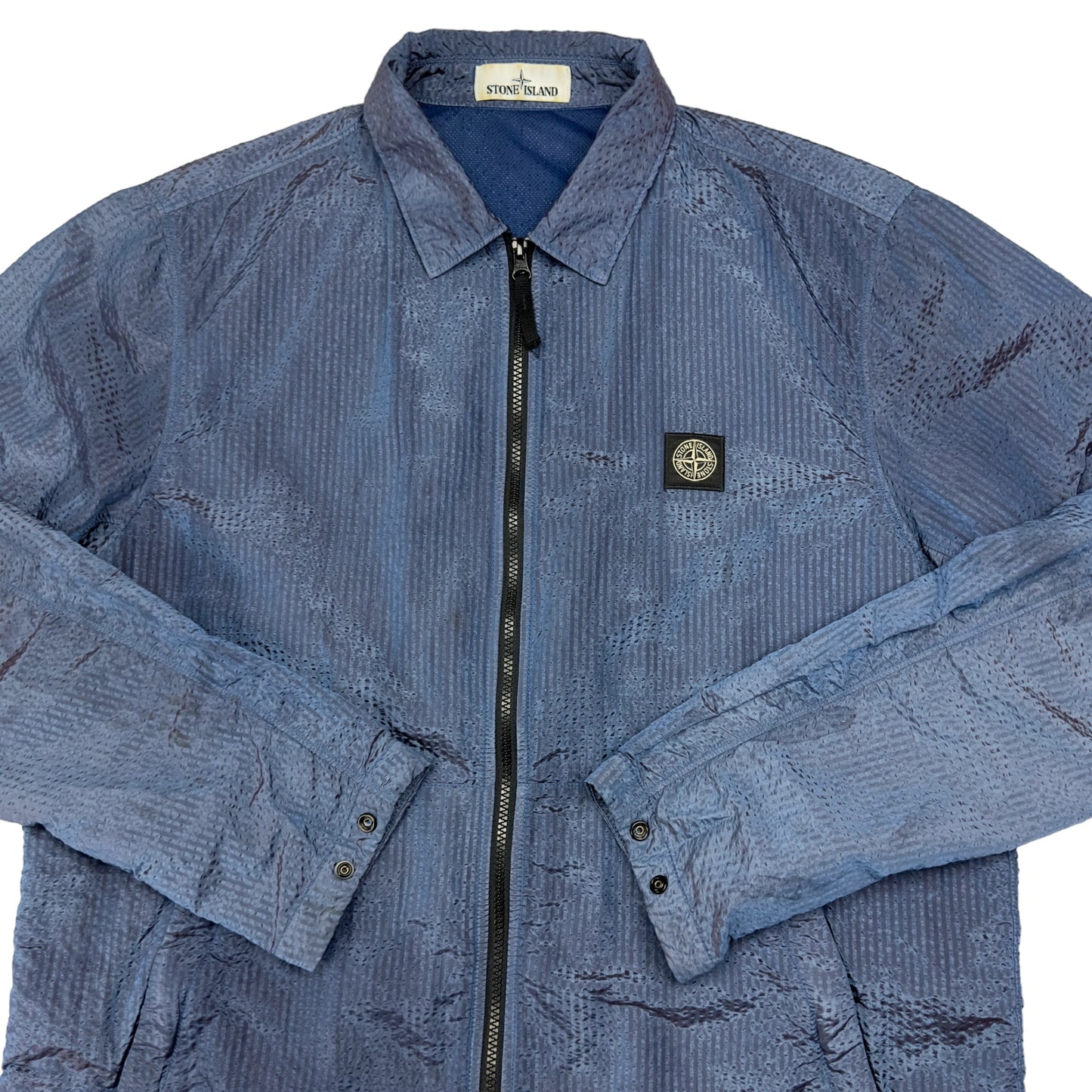 A/W 20 Stone Island Seersucker Nylon Overshirt - Blue XL