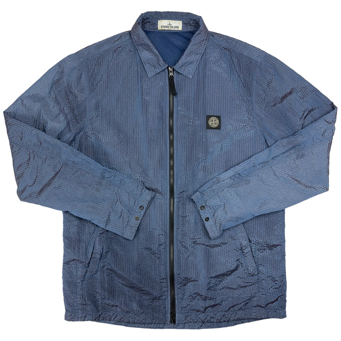 A/W 20 Stone Island Seersucker Nylon Overshirt - Blue XL