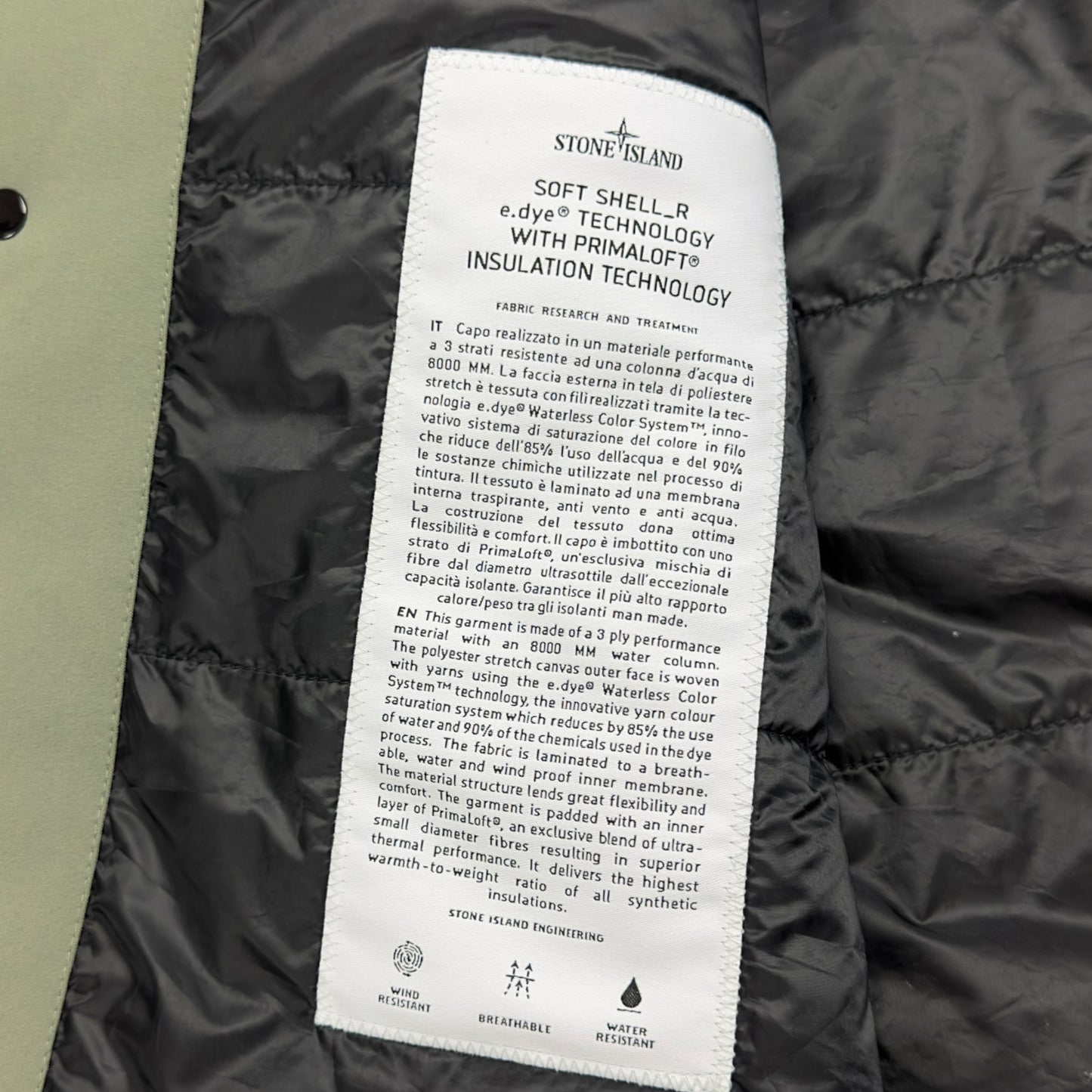 A/W 21 Stone Island Soft Shell Mac with Primaloft Insulation