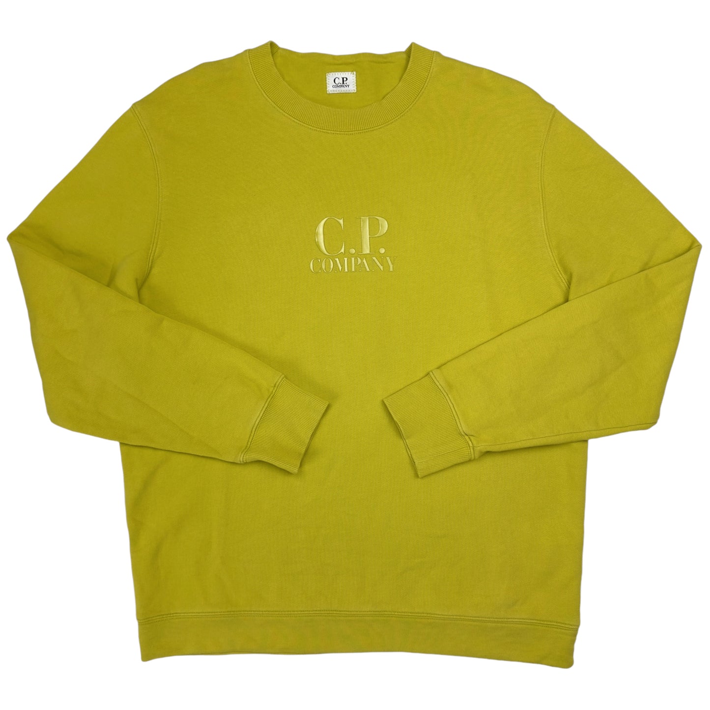 C.P. Company Laminated Logo Crewneck Sweater - Yellow