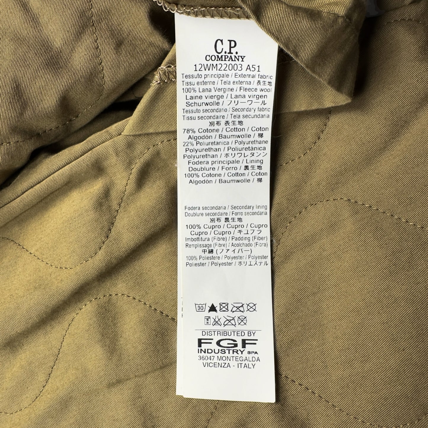 C.P. Company Virgin Wool / Cotton Blend Mixed Material Goggle Jacket