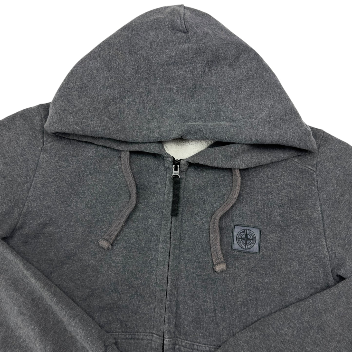 A/W 14 Stone Island Patch Full Zip Hoodie - Dark Grey