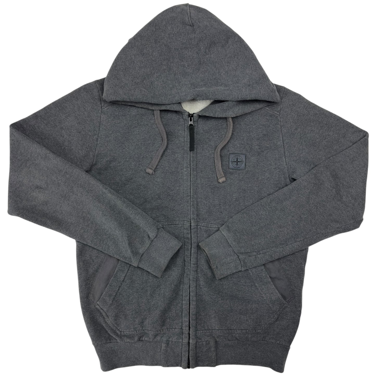 A/W 14 Stone Island Patch Full Zip Hoodie - Dark Grey