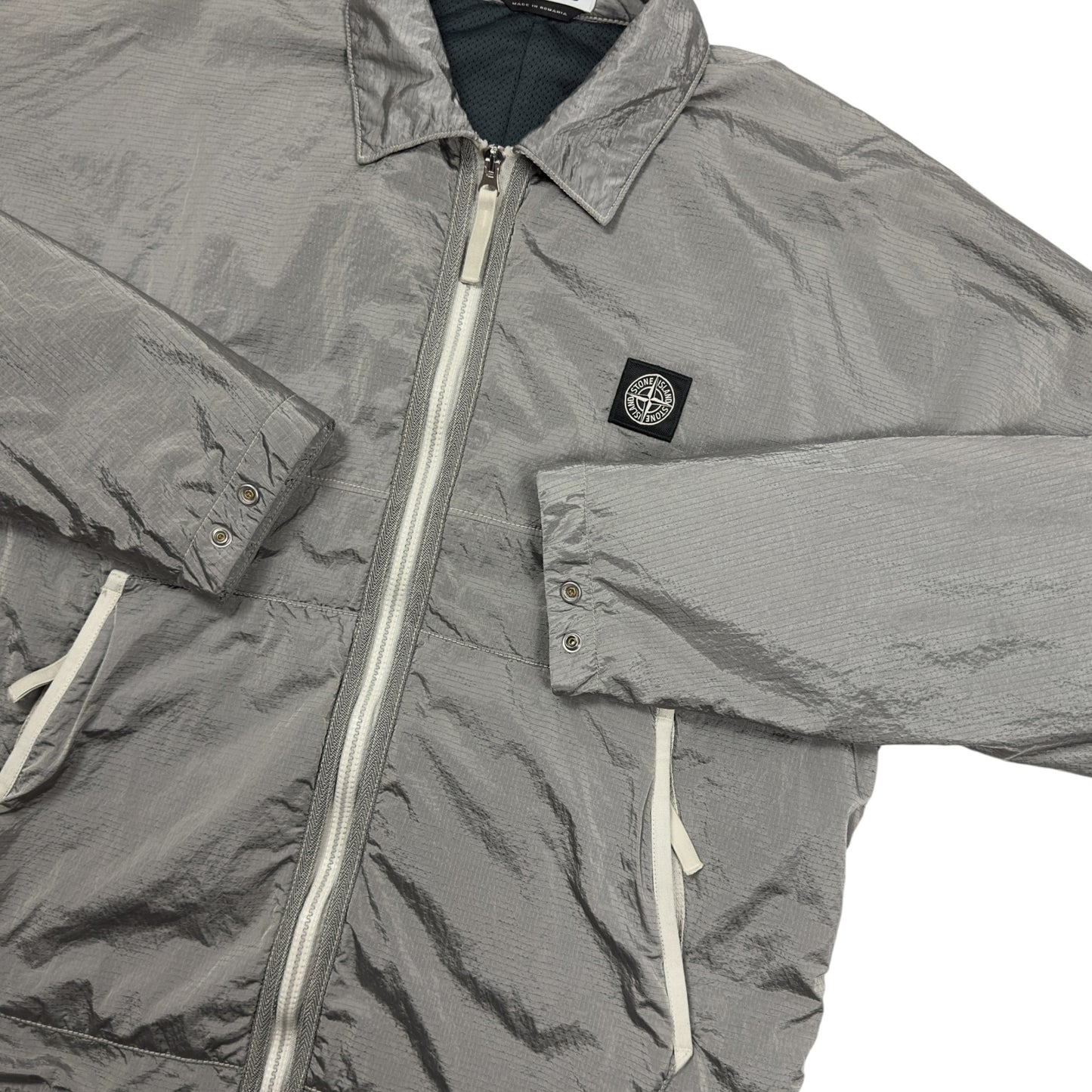 A/W 19 Stone Island Nylon Metal Rip Stop Patch Project Overshirt - Silver