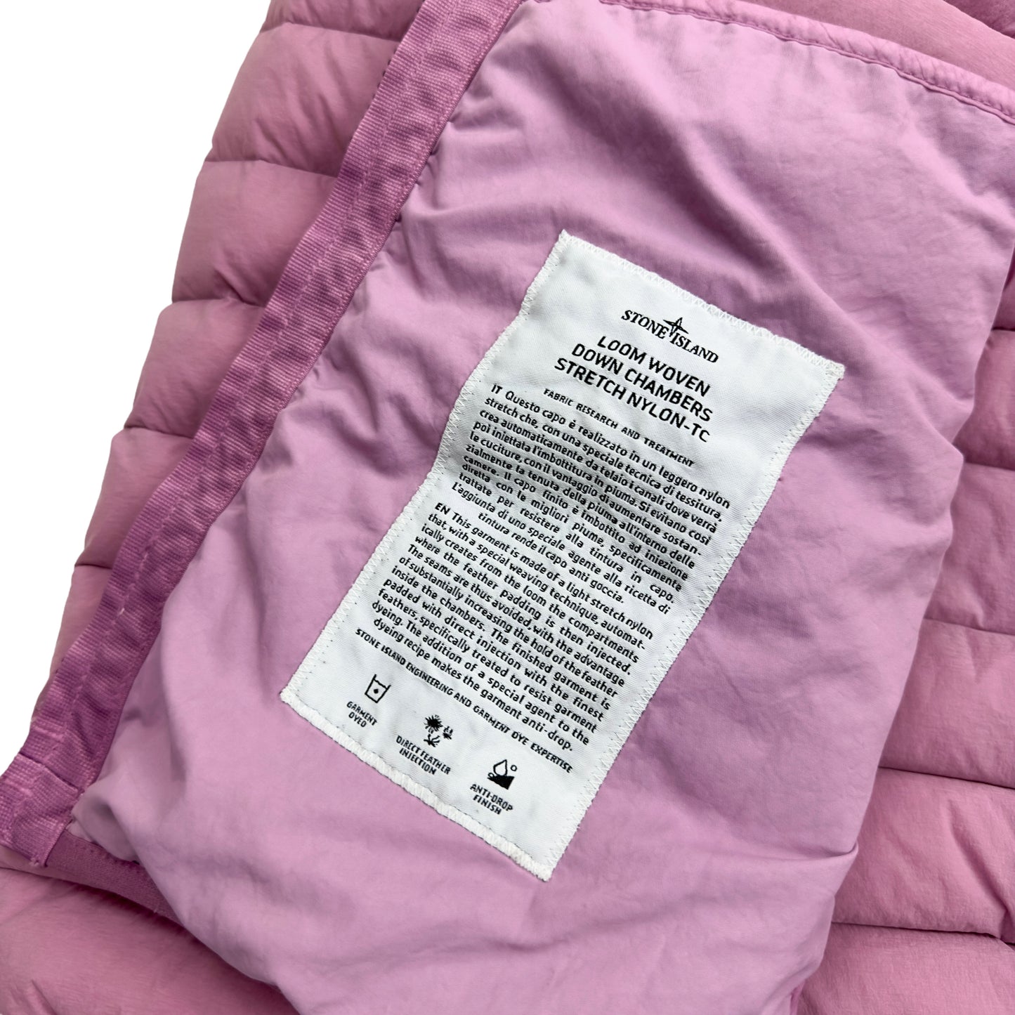 S/S 20 Stone Island Pink Loom Woven Down Chambers Jacket