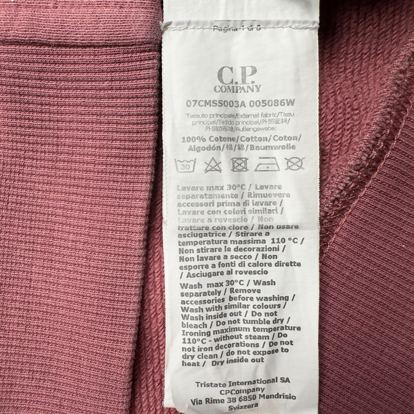 C.P. Company Diagonal Raised Fleece Goggle Full Zip - Rose