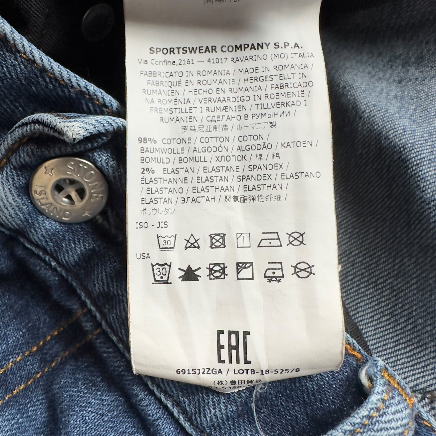 A/W 18 Stone Island Mid Wash Jeans 36 SK