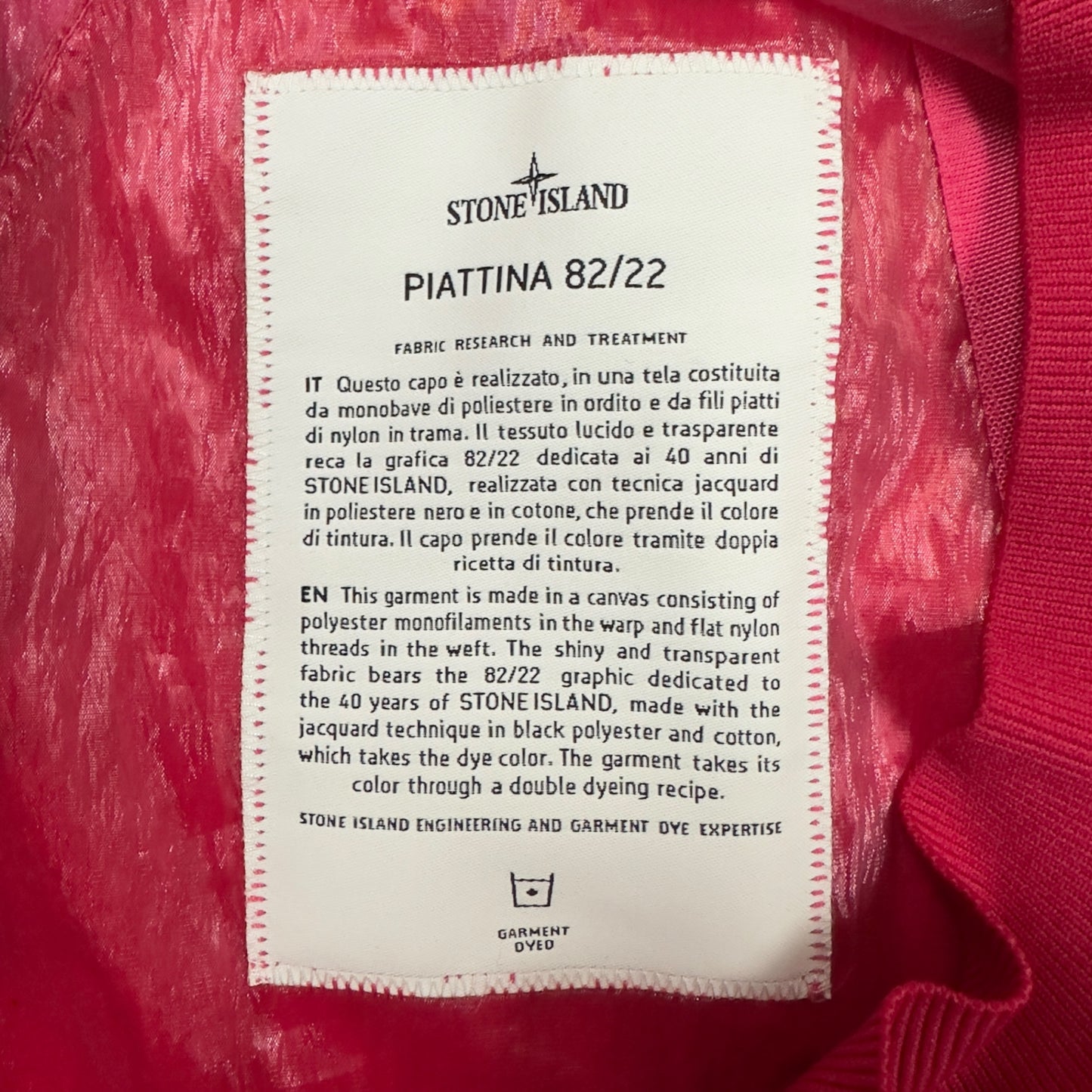 S/S 22 Stone Island Piattina 82/22 Bomber Jacket
