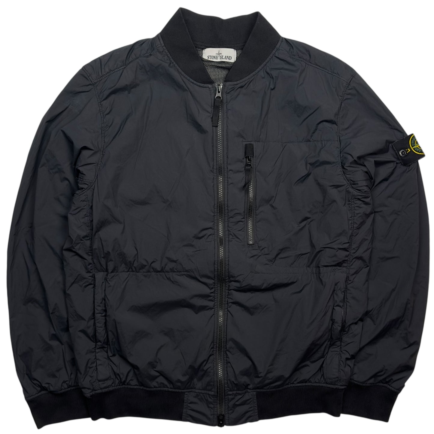 S/S 20 Stone Island Skin Touch Nylon TC with Polartec Alpha Bomber Jacket - Black
