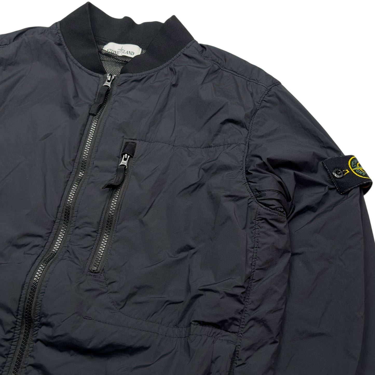 S/S 20 Stone Island Skin Touch Nylon TC with Polartec Alpha Bomber Jacket - Black