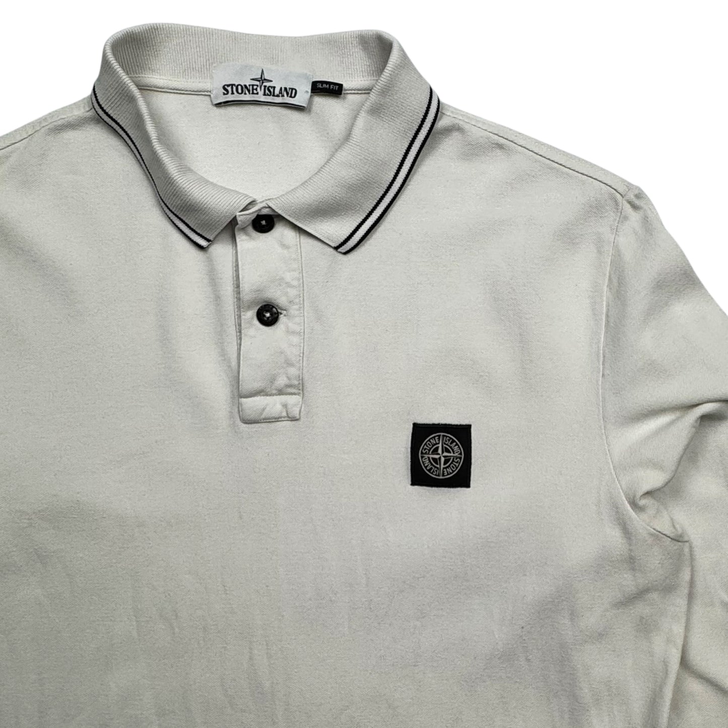 A/W 14 Stone Island Long Sleeve Polo Shirt - White