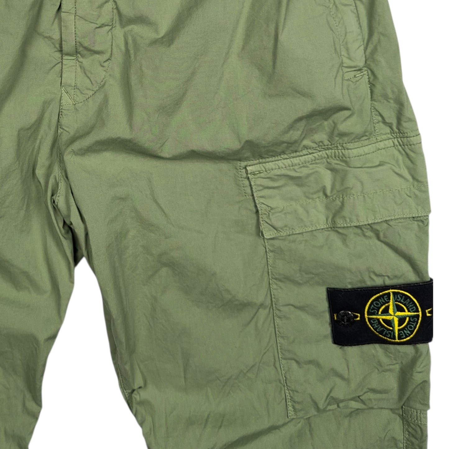 Stone Island Stretch Cotton Cuffed Cargo Trousers - Green