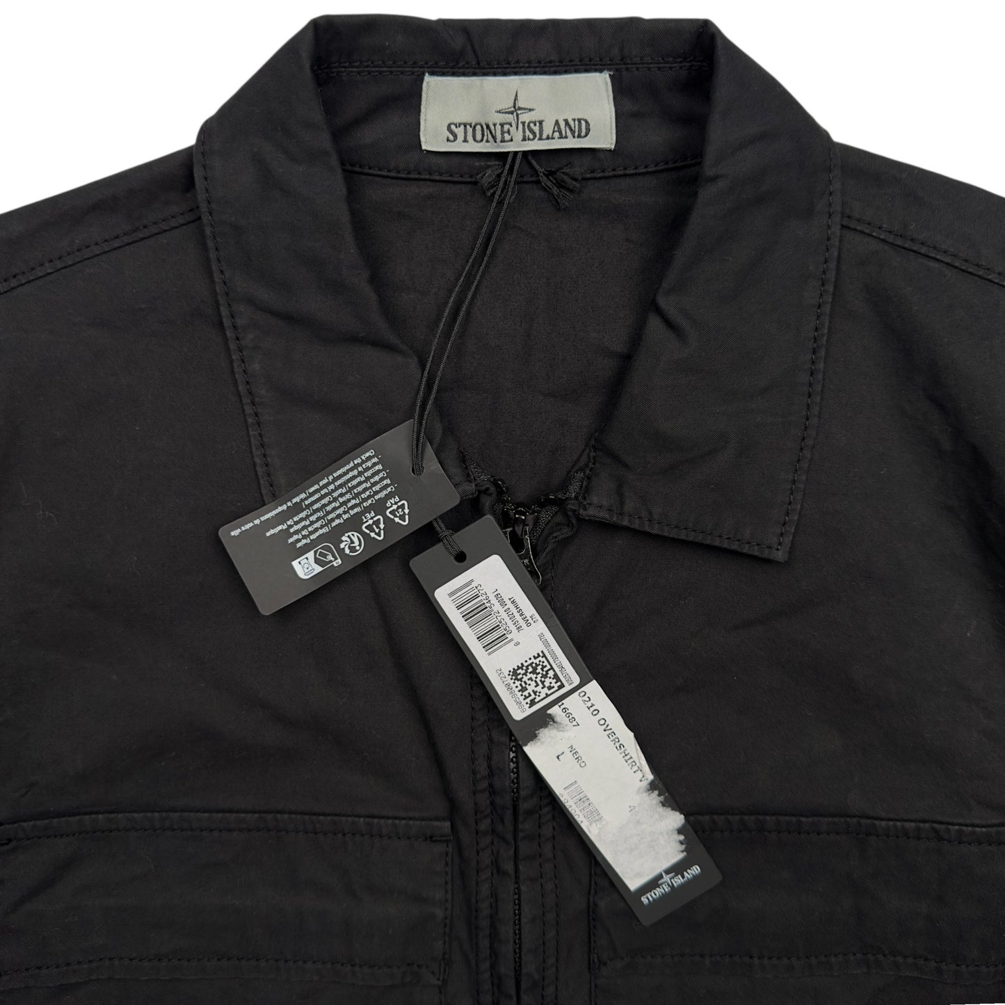 S/S 23 Stone Island Supima Cotton Twill Stretch-TC Overshirt - Black