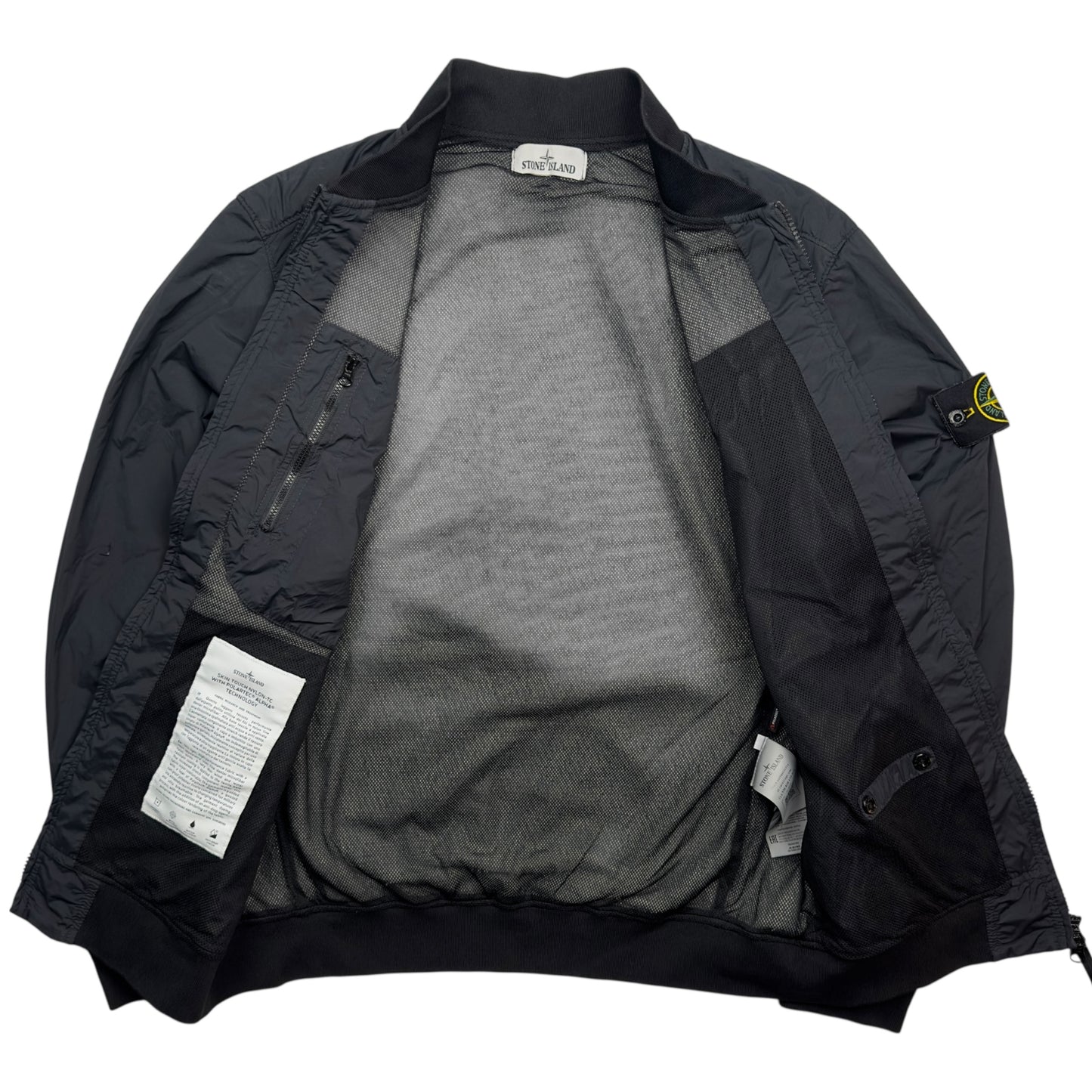 S/S 20 Stone Island Skin Touch Nylon TC with Polartec Alpha Bomber Jacket - Black