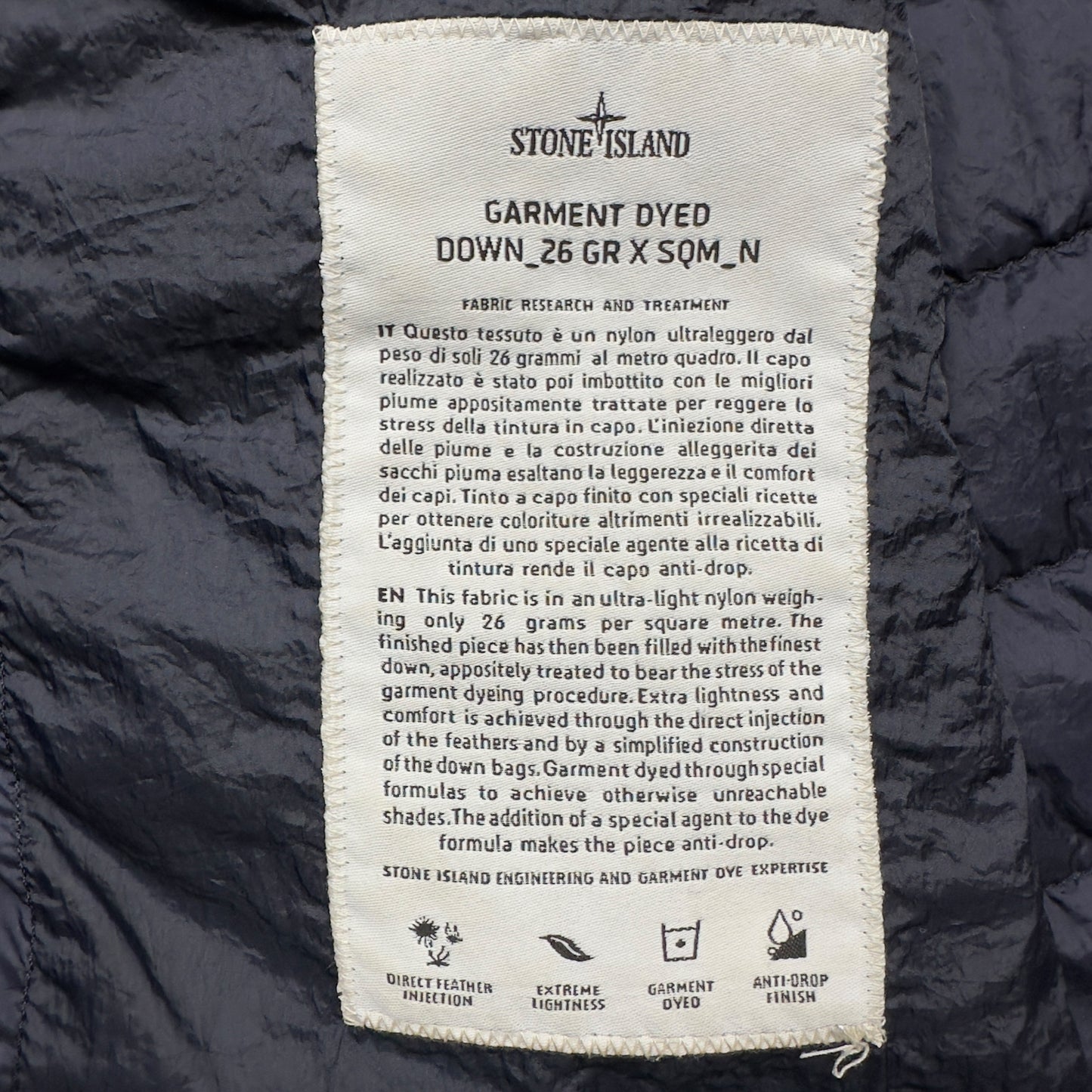 S/S 16 Stone Island Down_26 GR X SQM_N Down Puffer Jacket - Navy
