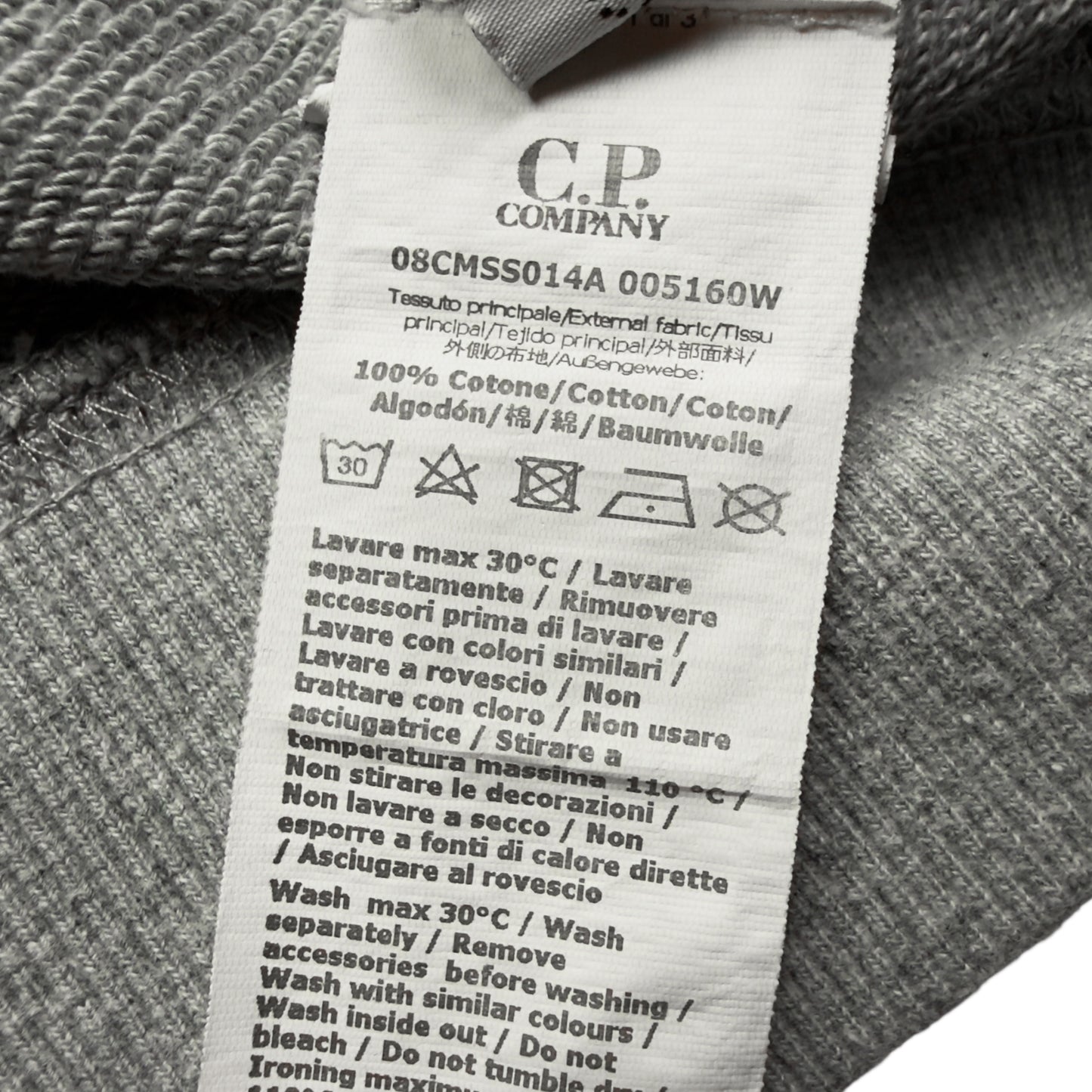 C.P. Company Diagonal Raised Fleece Crewneck Sweater - Grey