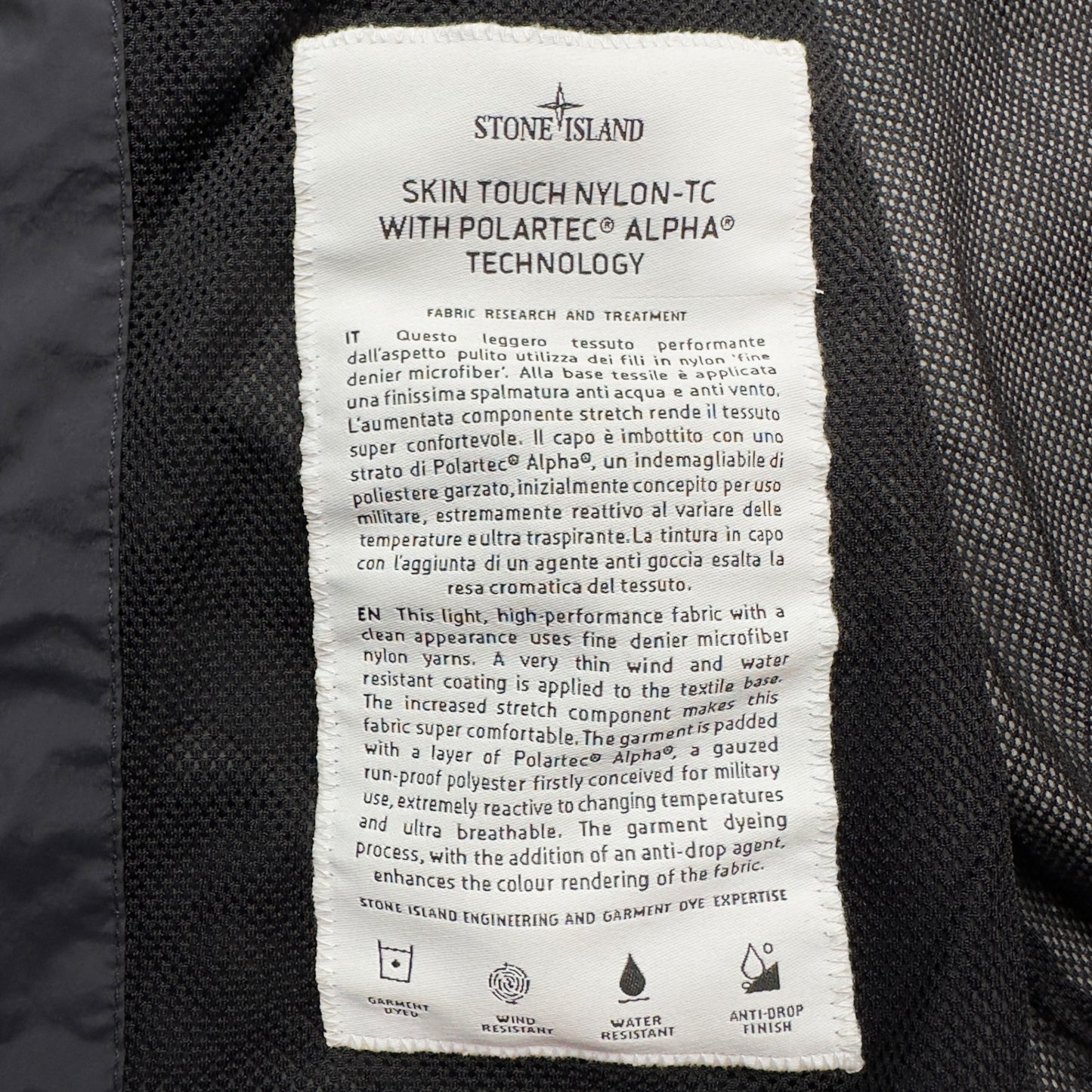 S/S 20 Stone Island Skin Touch Nylon TC with Polartec Alpha Bomber Jacket - Black