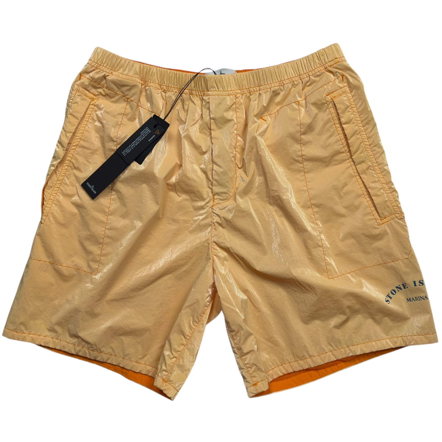 S/S 23 Stone Island Marina Rip Stop Prismatico Shorts - Orange