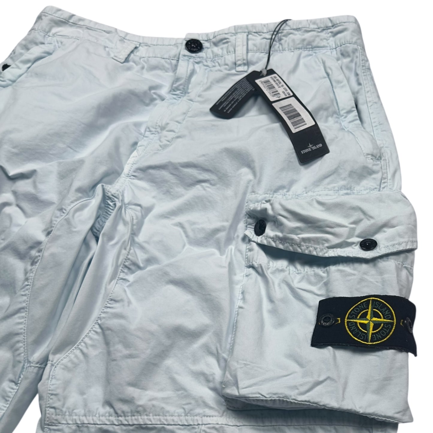 S/S 21 Stone Island Loose Fit Cotton Cargo Trousers 32 LO - Sky Blue