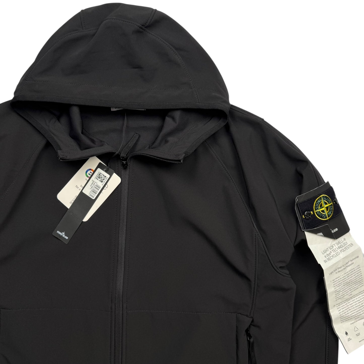 S/S 23 Stone Island Light Soft Shell-R Jacket with e-dye Technology - Black