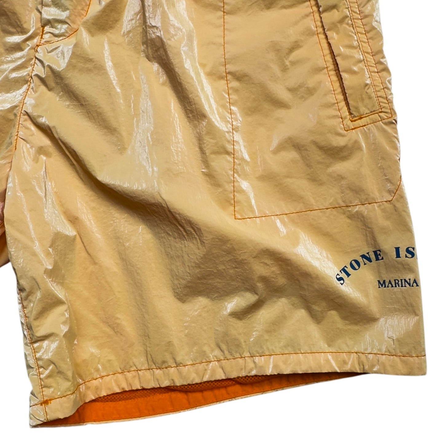 S/S 23 Stone Island Marina Rip Stop Prismatico Shorts - Orange