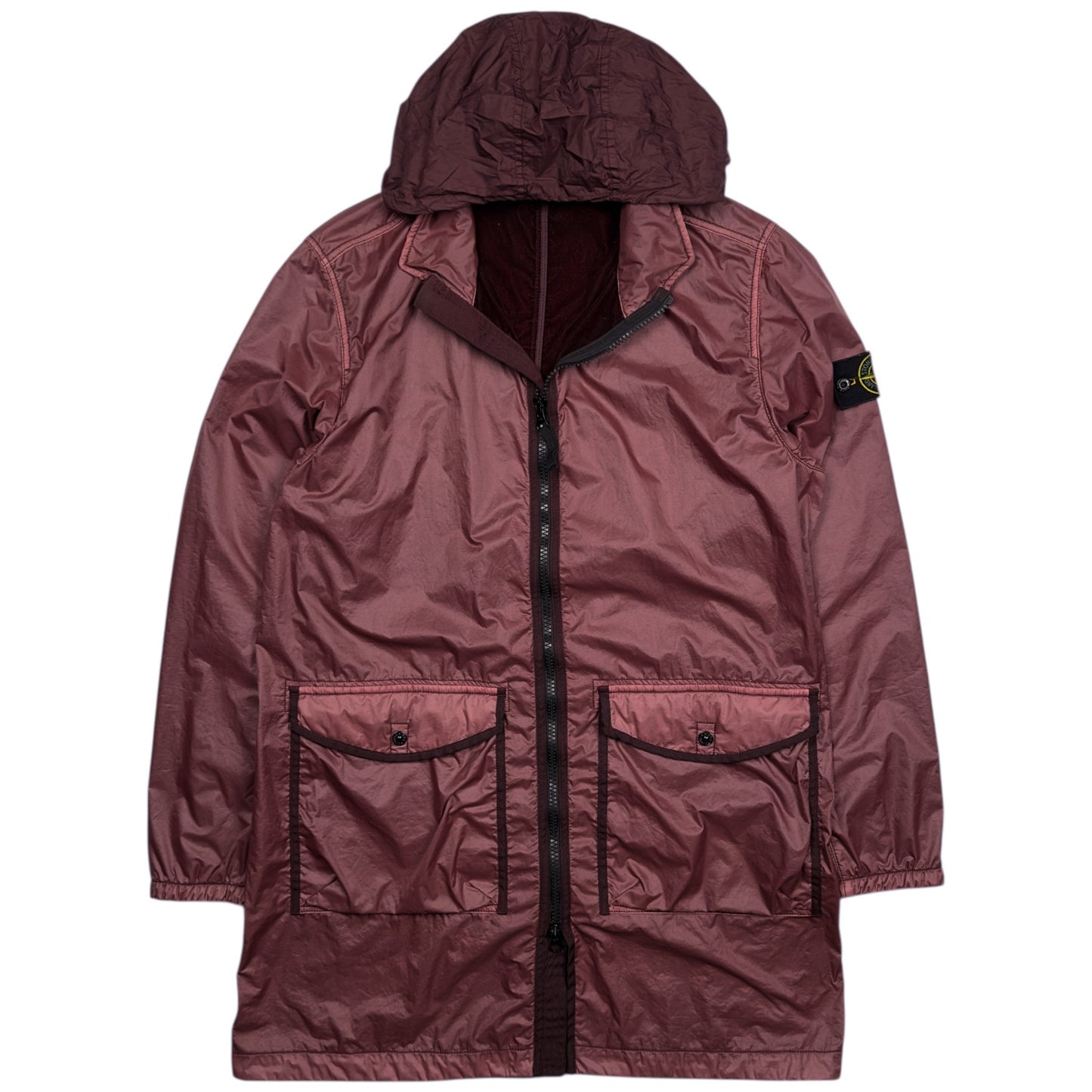 A/W 19 Stone Island Lamy Flock Trench Coat - Burgundy
