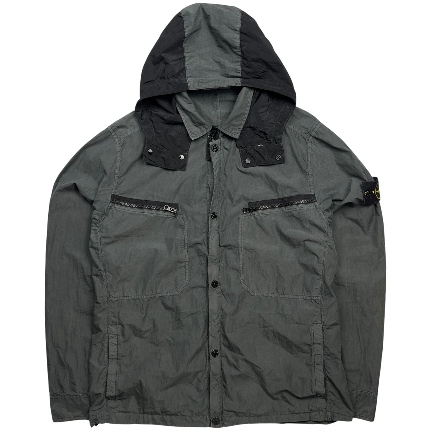 S/S 15 Stone Island Cotton Blend Poplin Multipocket Hooded Overshirt - Grey