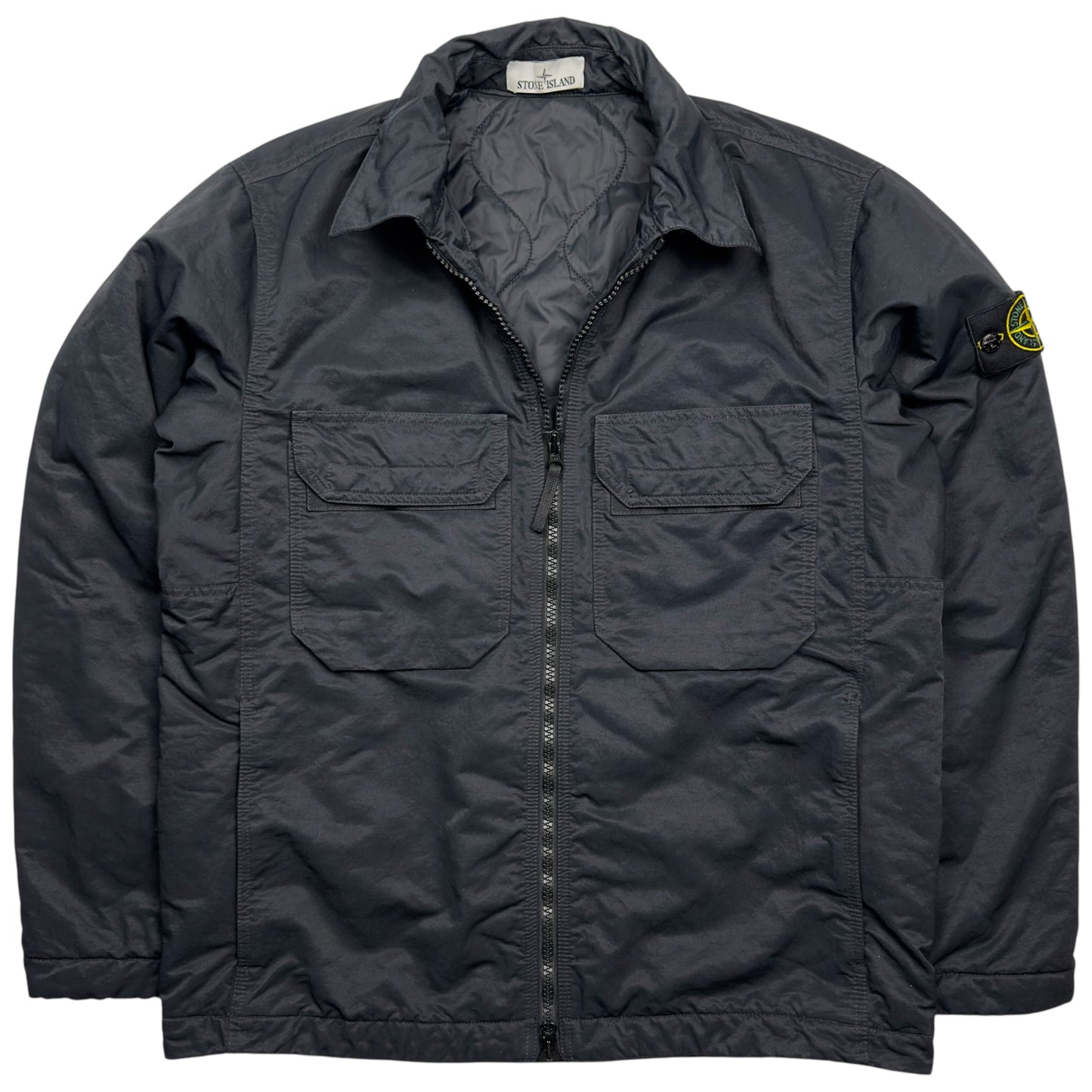 A/W 23 Stone Island Opaque Nylon Twill with Primaloft Overshirt Jacket - Black