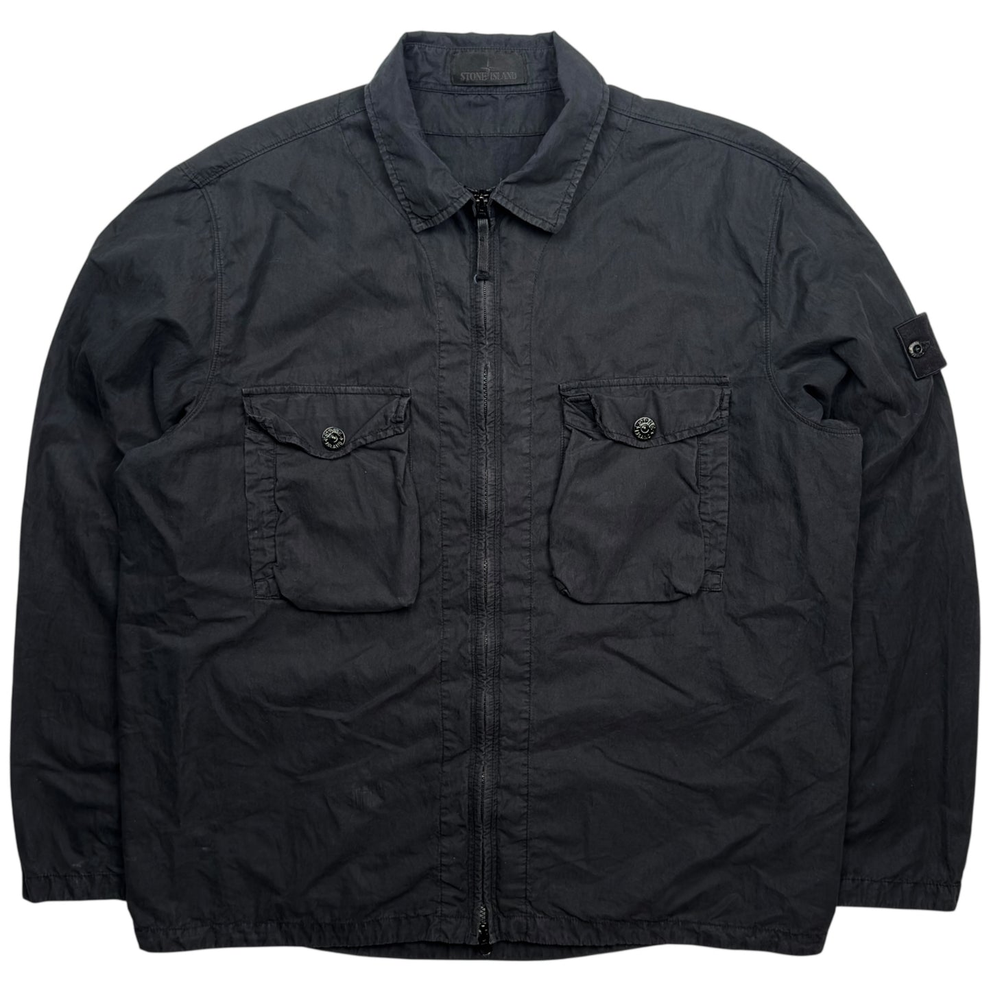 S/S 19 Stone Island Resin Cotton Ghost Overshirt - Black