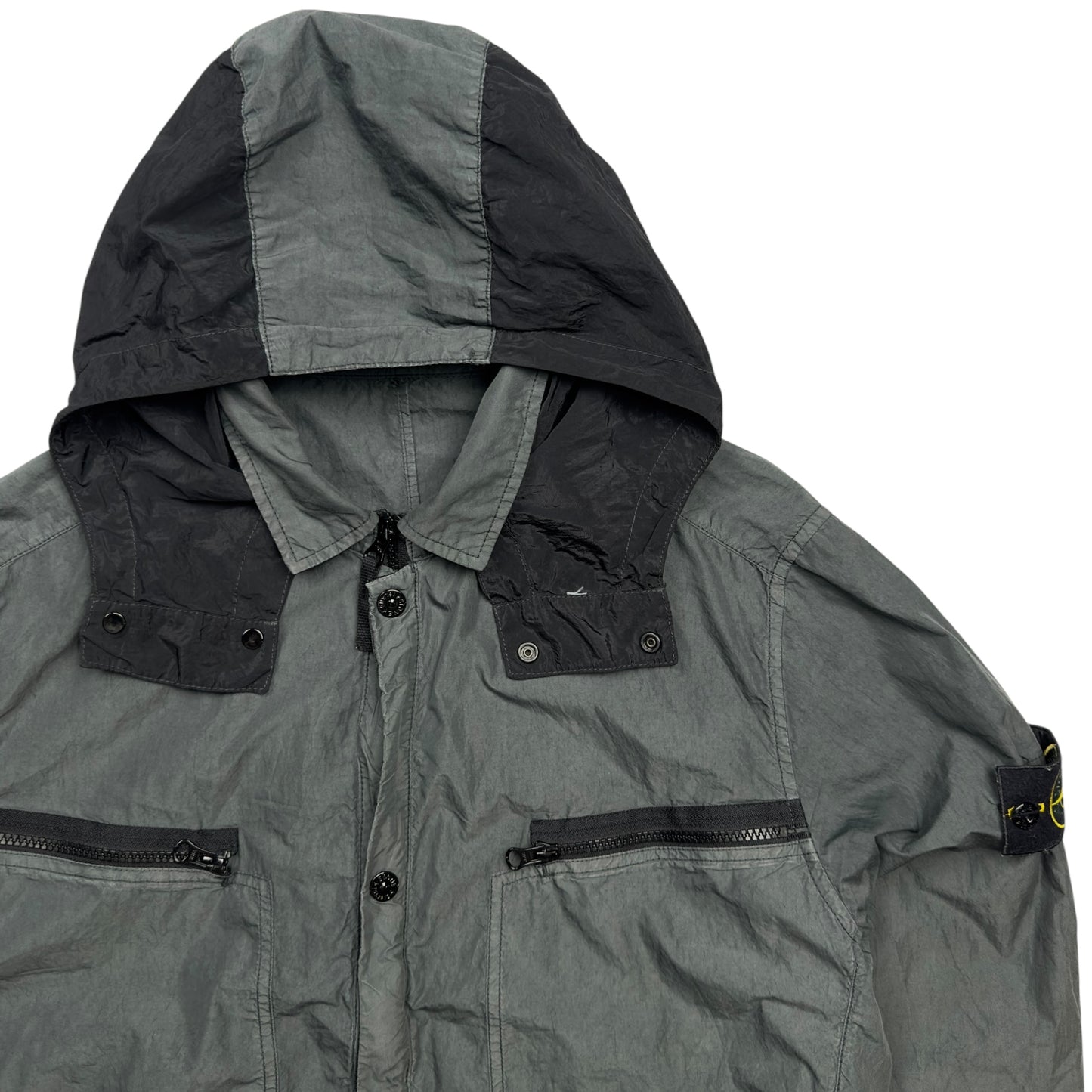 S/S 15 Stone Island Cotton Blend Poplin Multipocket Hooded Overshirt - Grey