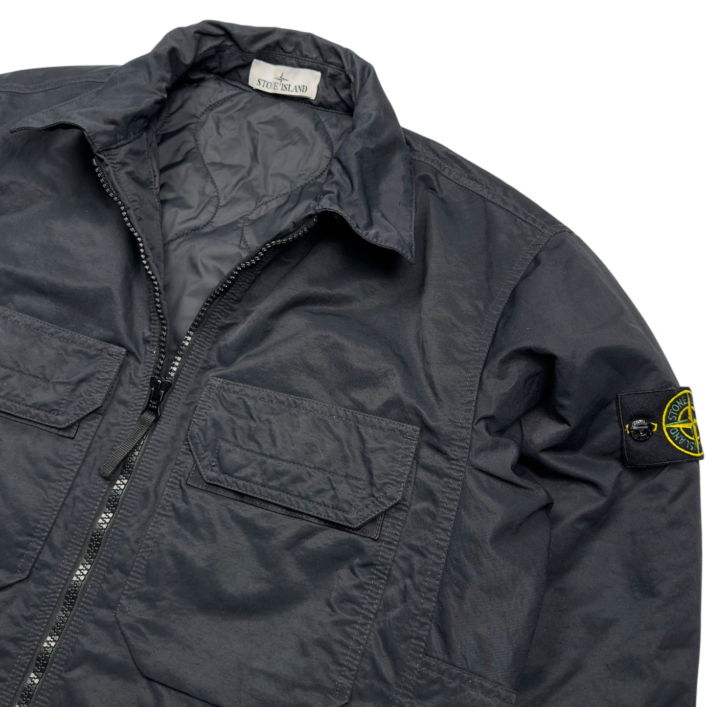 A/W 23 Stone Island Opaque Nylon Twill with Primaloft Overshirt Jacket - Black