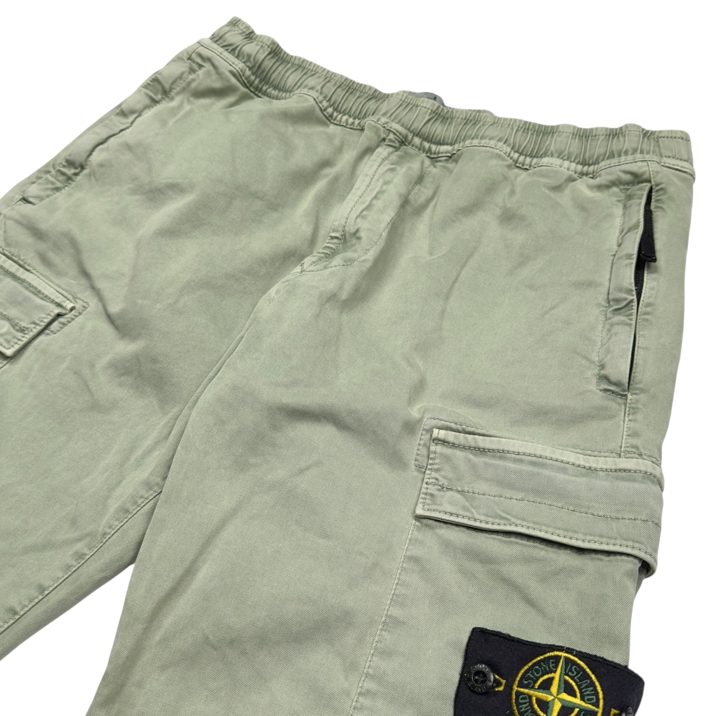 A/W 22 Stone Island Old Effect Cotton Cargo Trousers 32 RE-T - Light Green