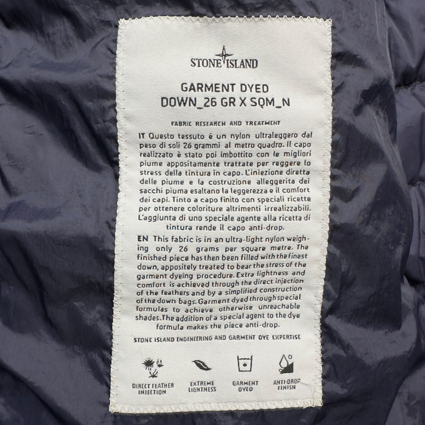 A/W 15 Stone Island Down_26 GR X SQM_N Down Puffer Jacket - Navy