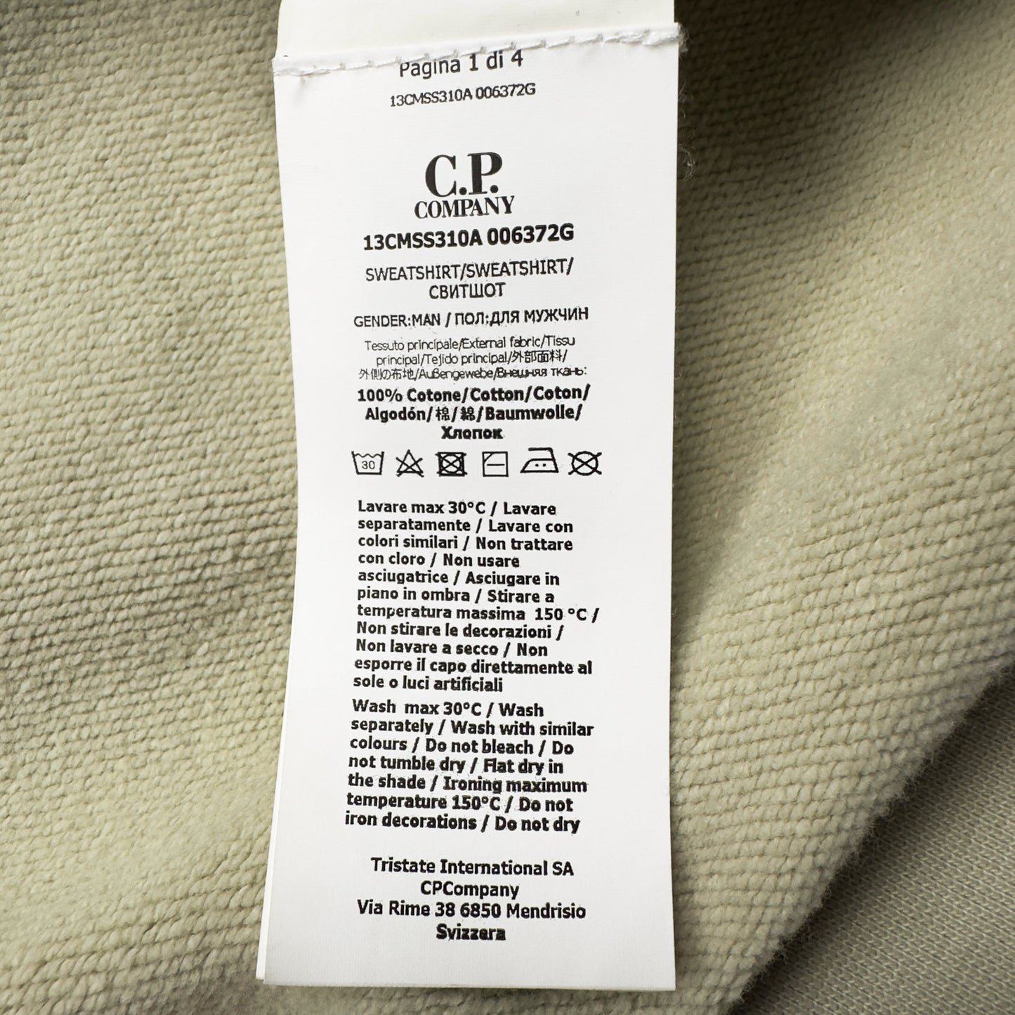 C.P. Company Diagonal Raised Fleece Crewneck Sweater - Cream