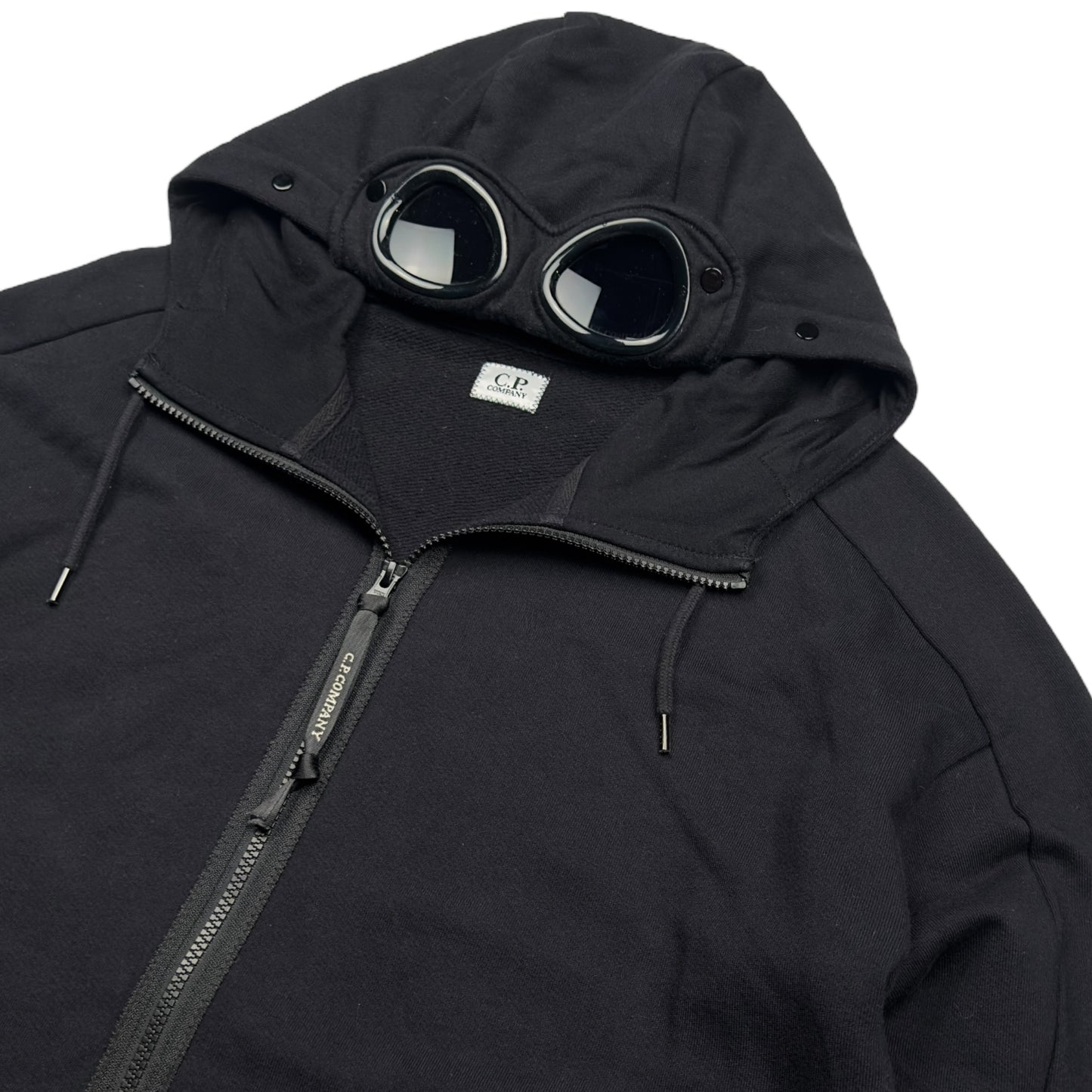 C.P. Company Diagonal Raised Fleece Goggle Full Zip - Black
