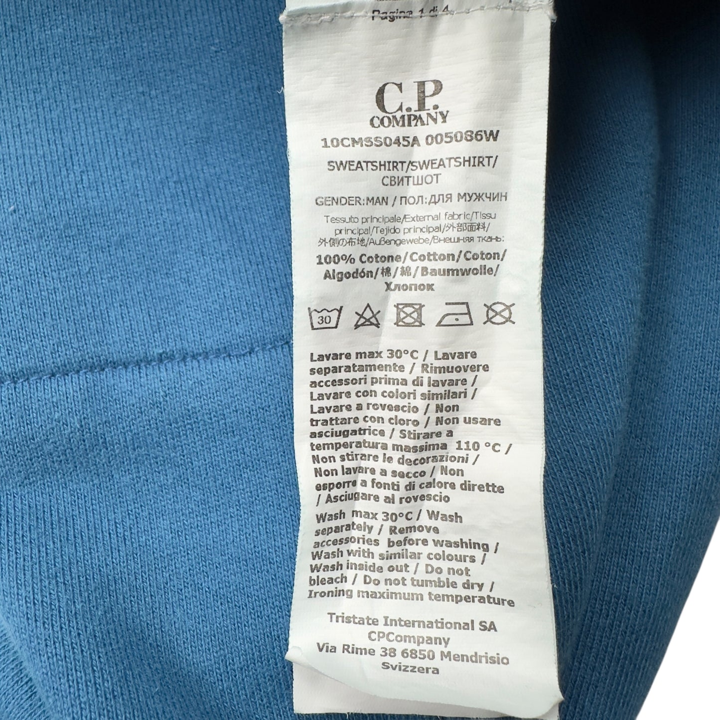 C.P. Company Diagonal Raised Fleece Crewneck Sweater - Blue