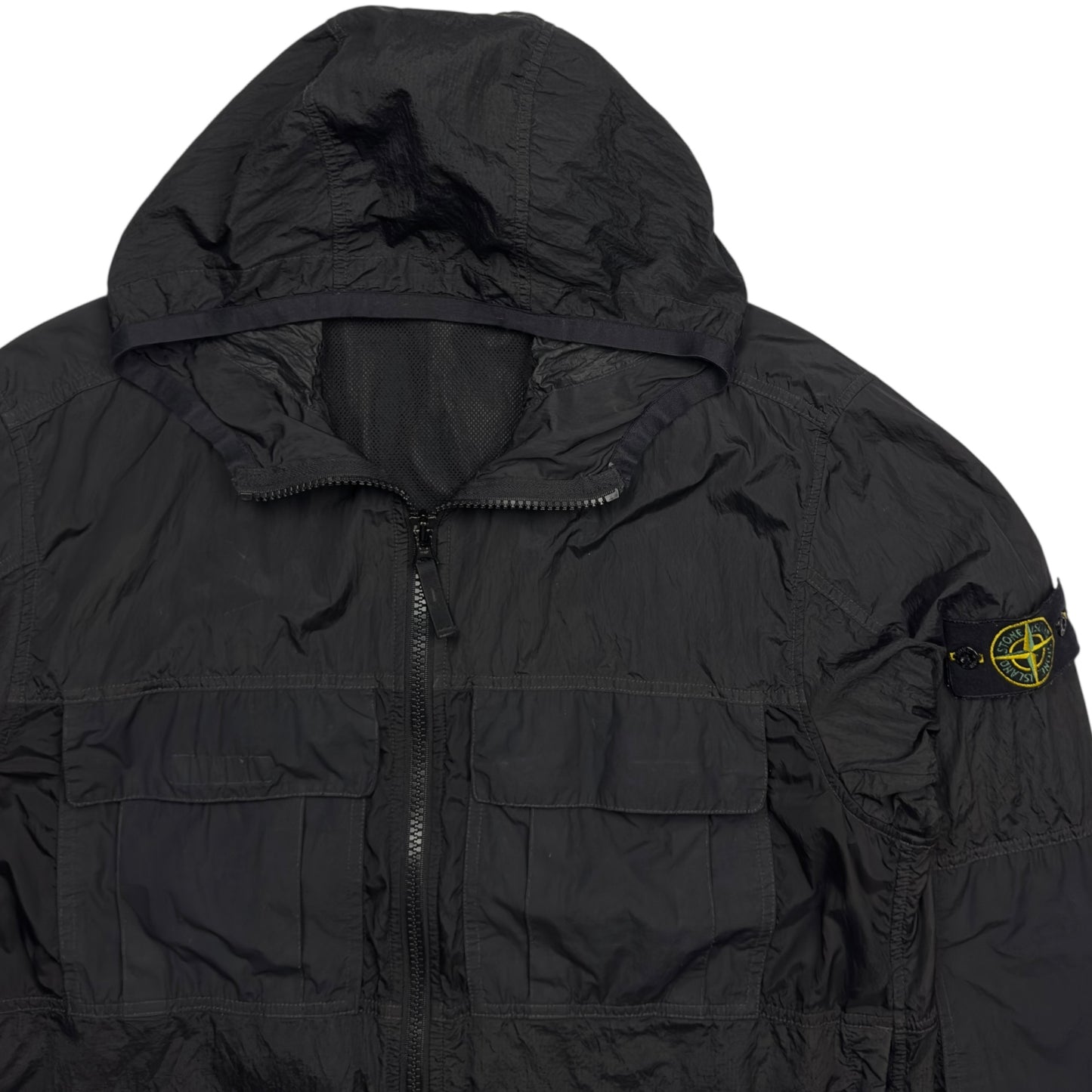 S/S 19 Stone Island Nylon Metal Watro Ripstop Windbreaker Jacket - Black