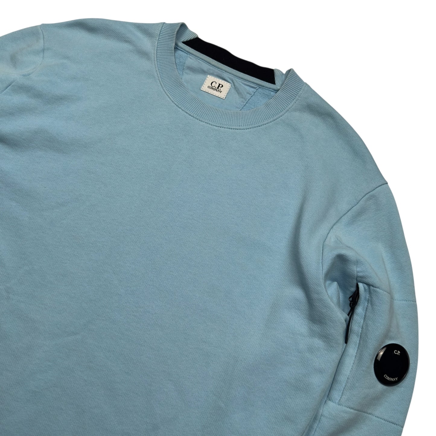 C.P. Company Diagonal Raised Fleece Crewneck Sweater - Baby Blue