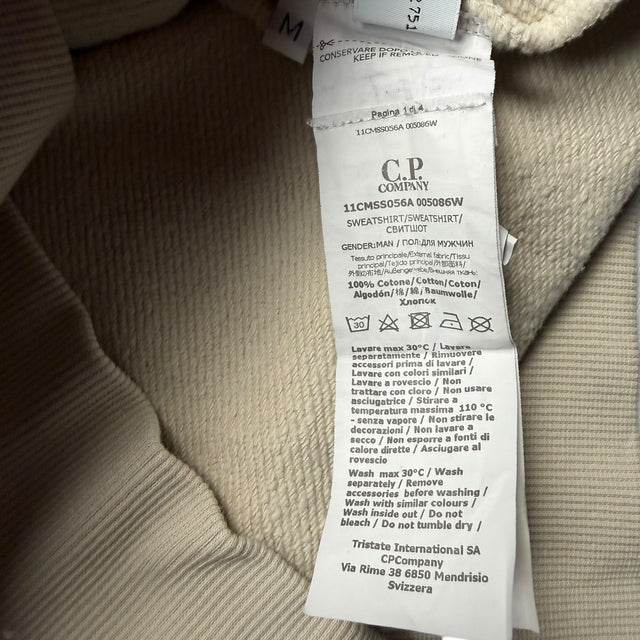C.P. Company Diagonal Fleece Lens Hoodie - Light Beige