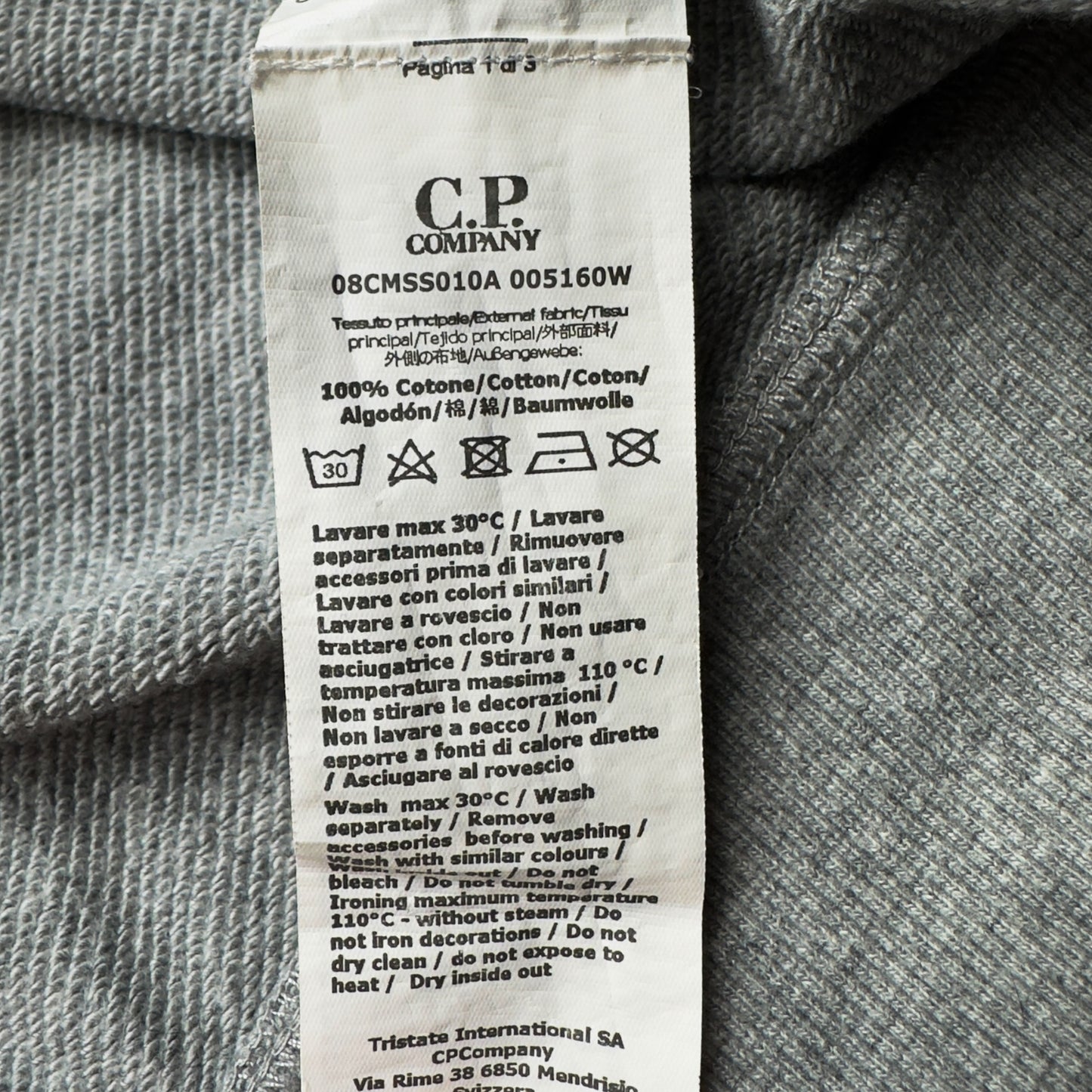 C.P. Company Diagonal Raised Fleece Quarter Zip Sweater - Grey