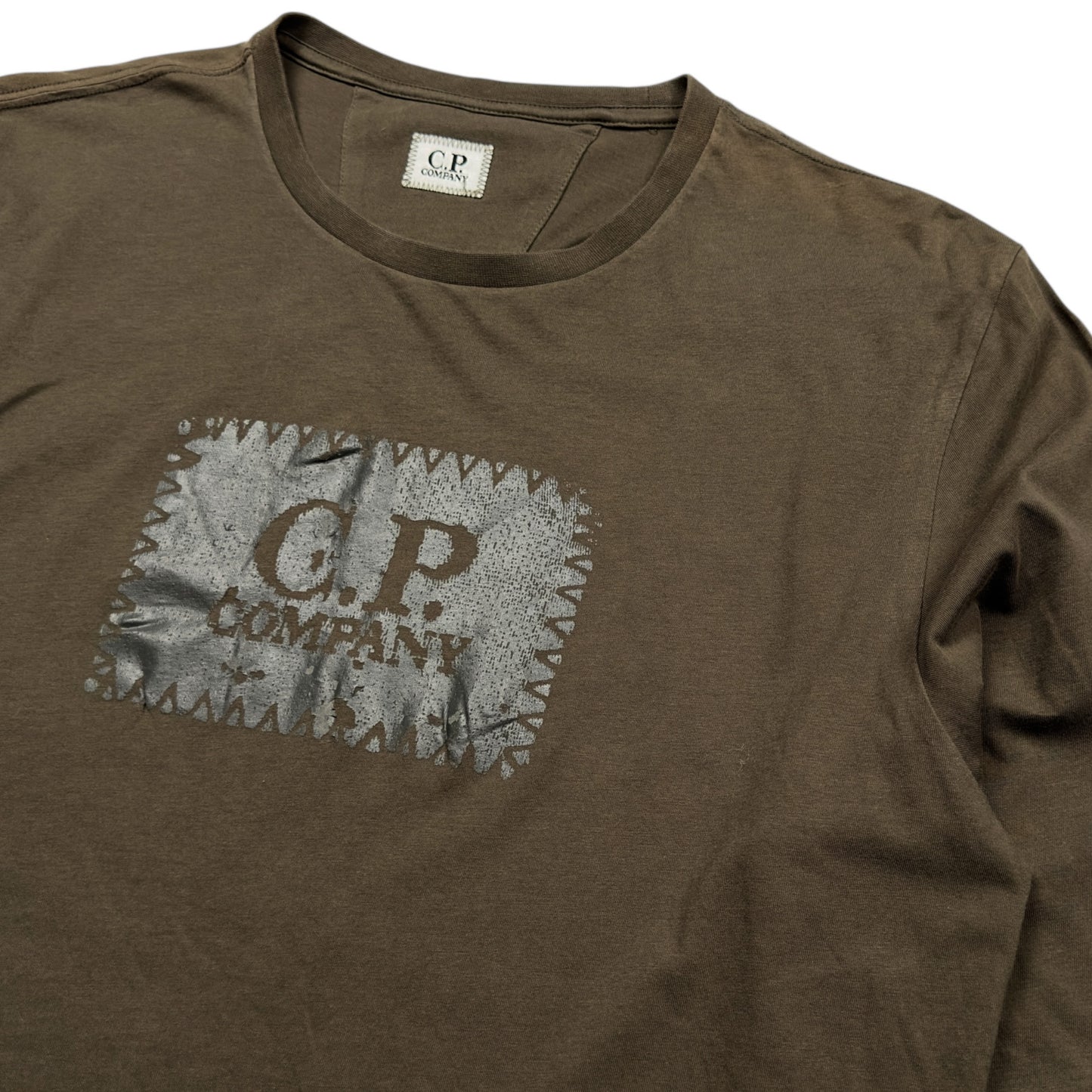 C.P. Company Big Stitch Logo Long Sleeve T-Shirt - Khaki