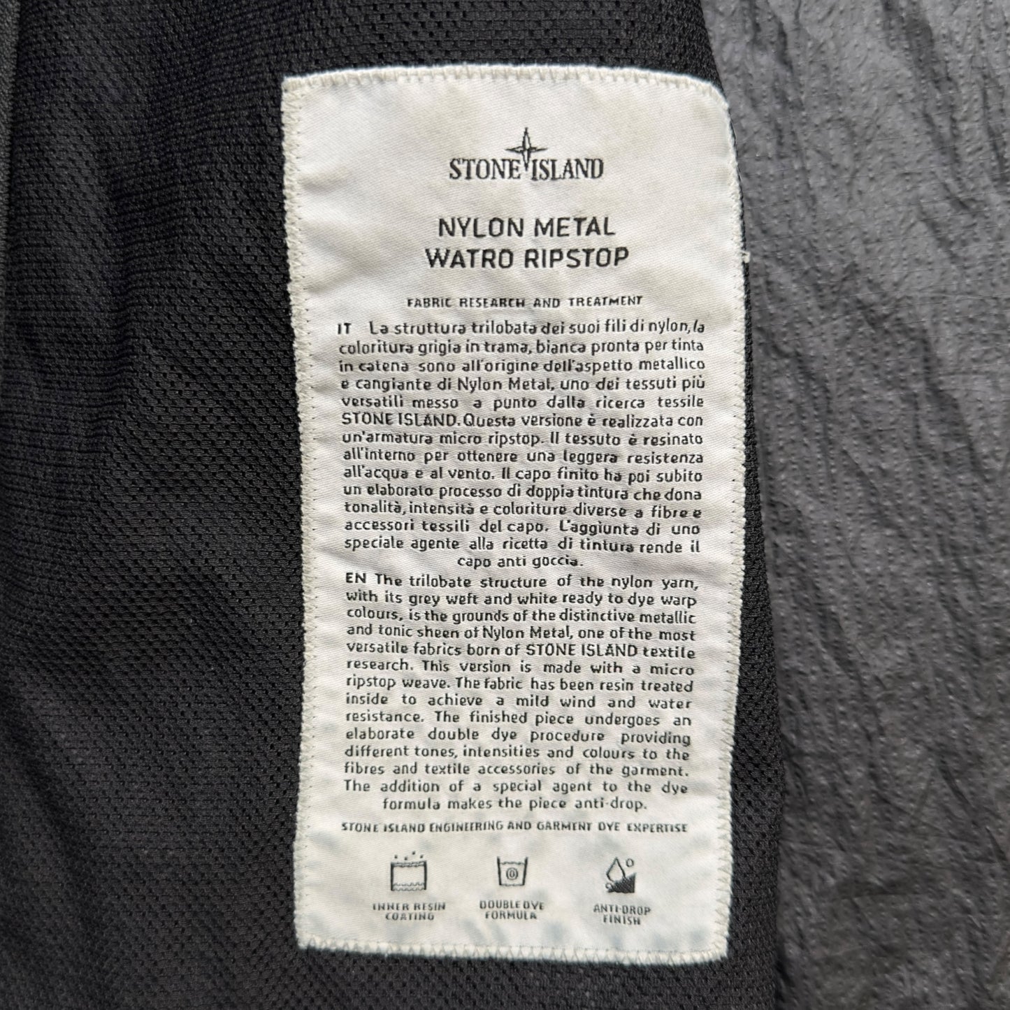 S/S 19 Stone Island Nylon Metal Watro Ripstop Windbreaker Jacket - Black