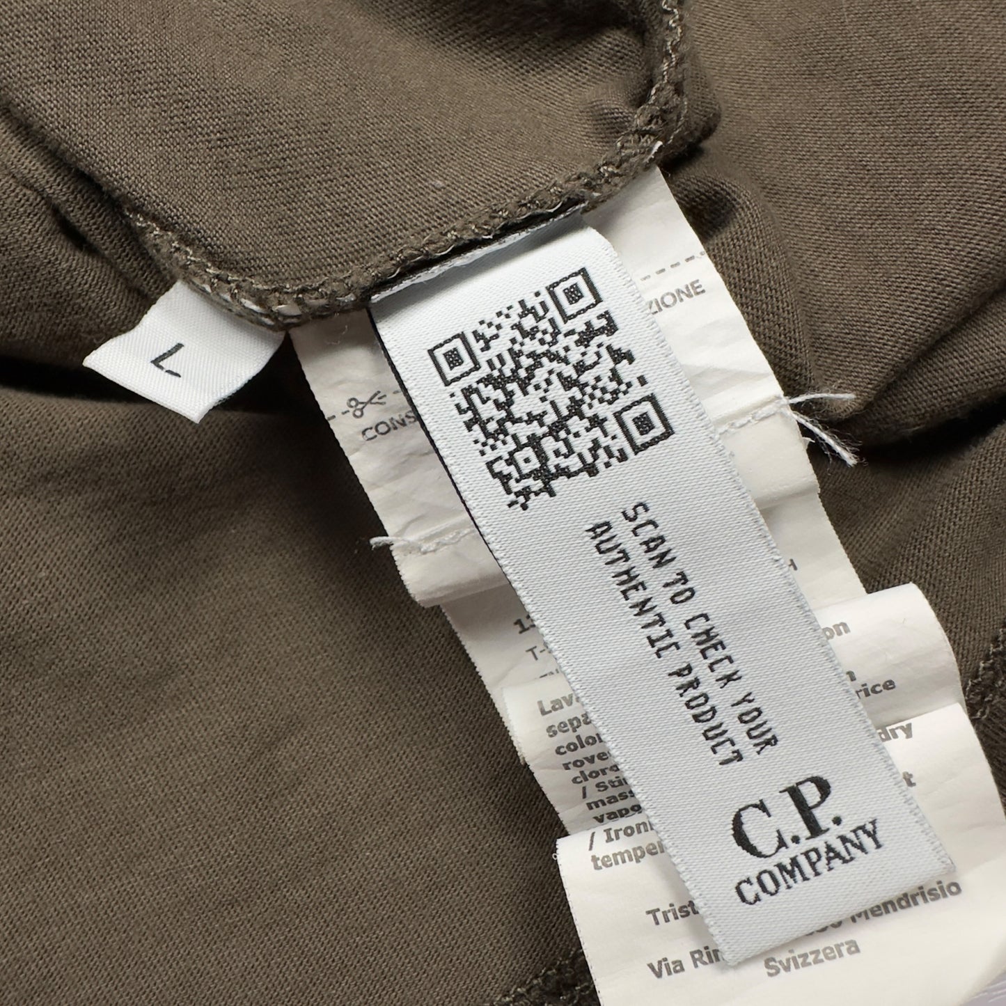 C.P. Company Big Stitch Logo Long Sleeve T-Shirt - Khaki
